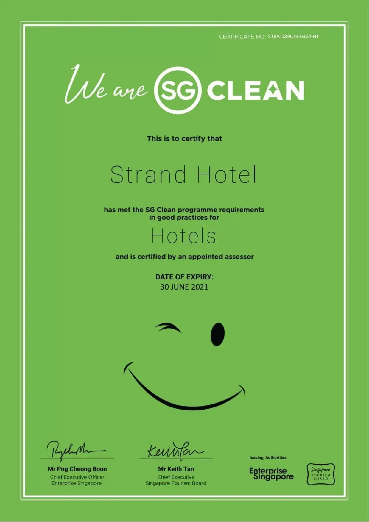 Logo/Certificate/Sign in Strand Hotel