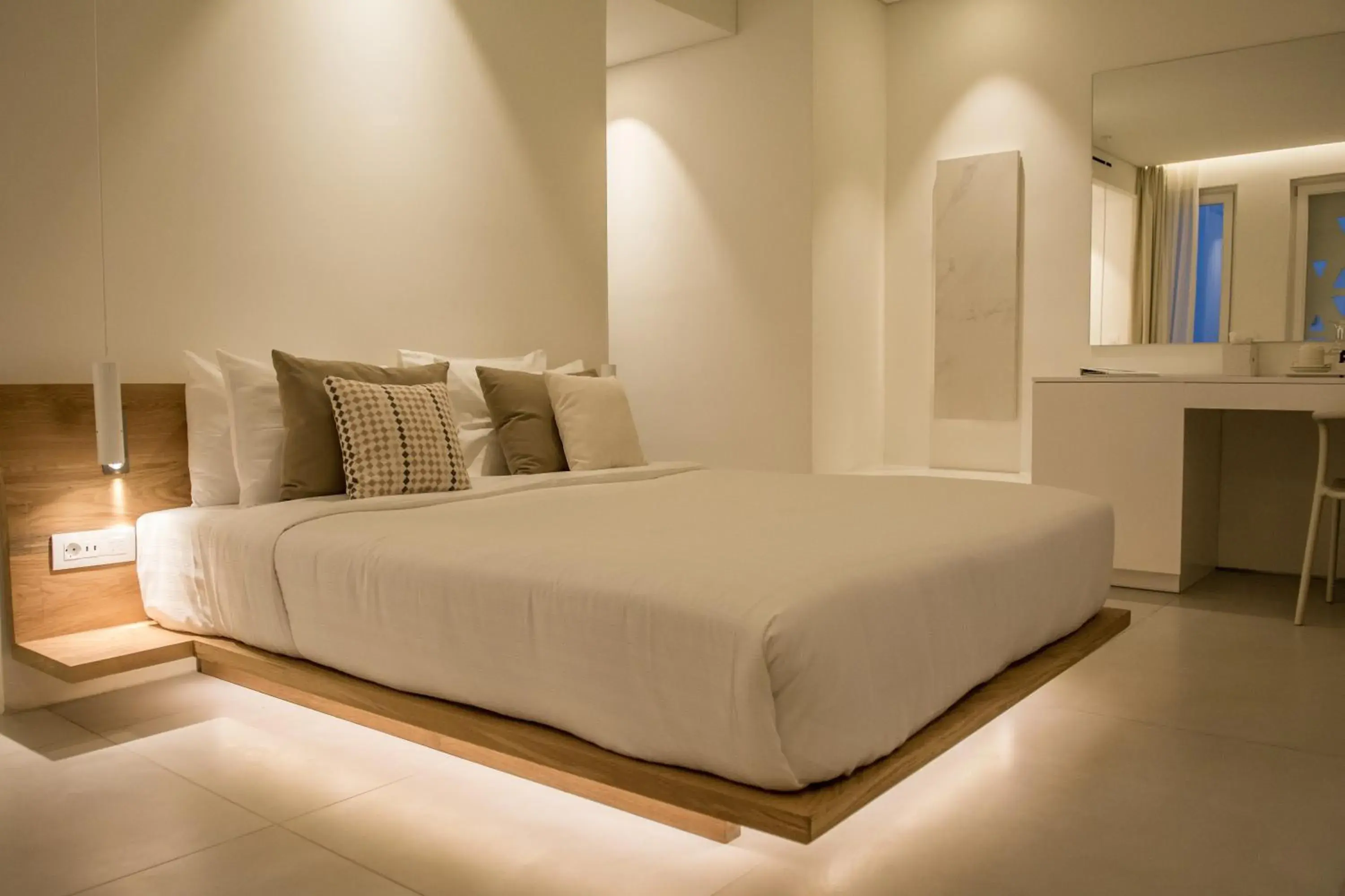Bedroom, Bed in Mykonos Dove Beachfront Hotel