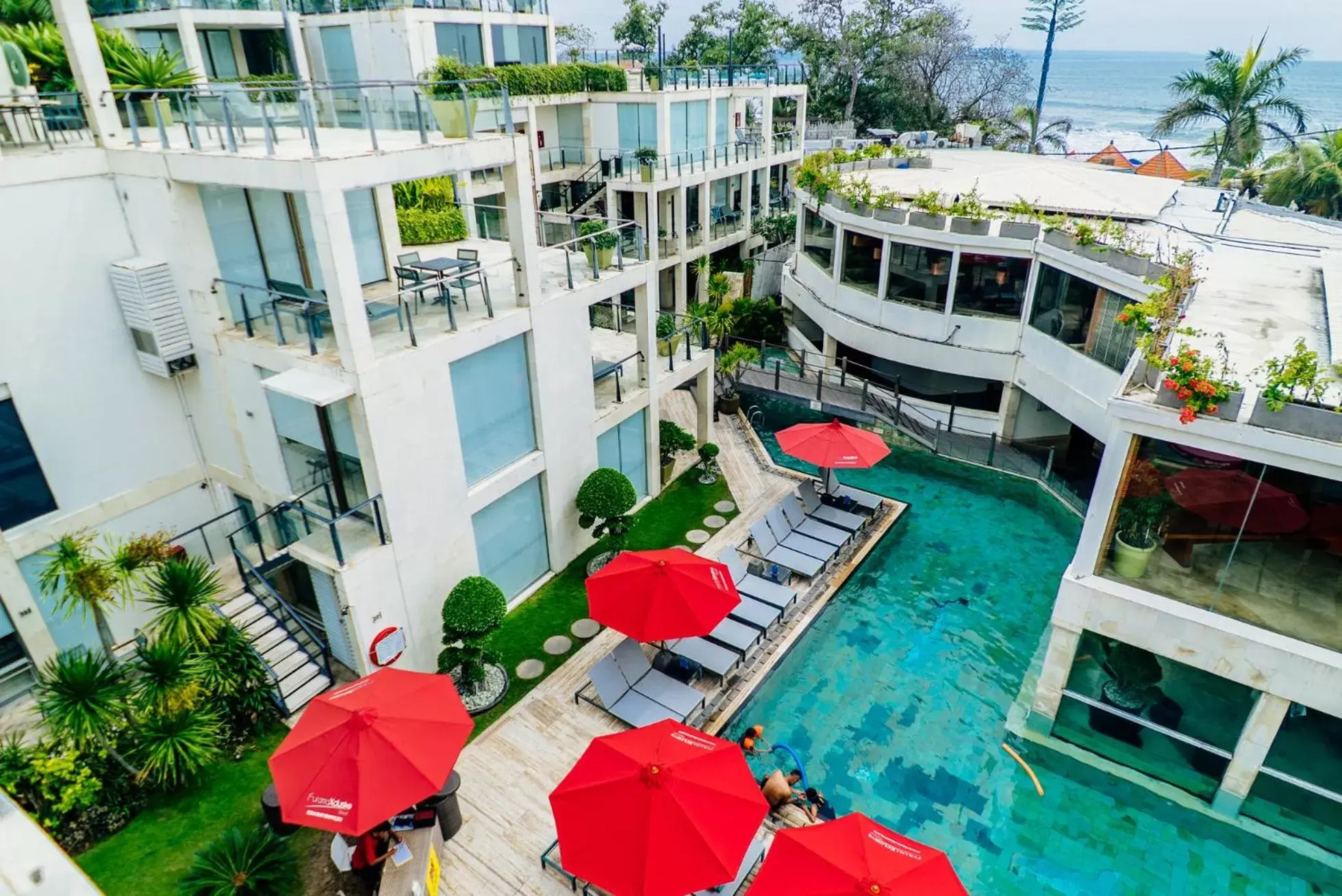 Bird's eye view, Pool View in FuramaXclusive Ocean Beach Seminyak Bali