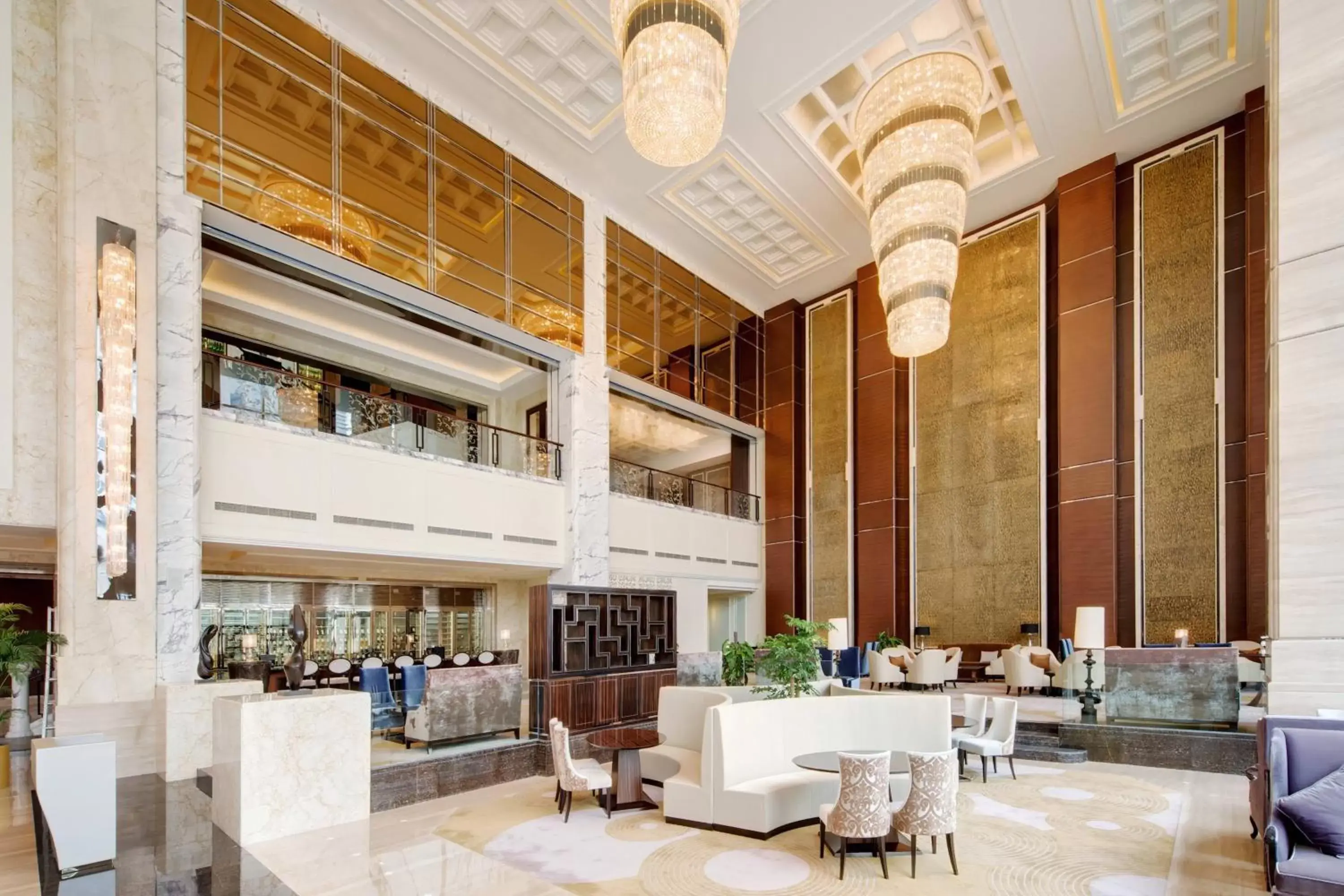 Lobby or reception, Restaurant/Places to Eat in Sheraton Qingdao Jiaozhou Hotel