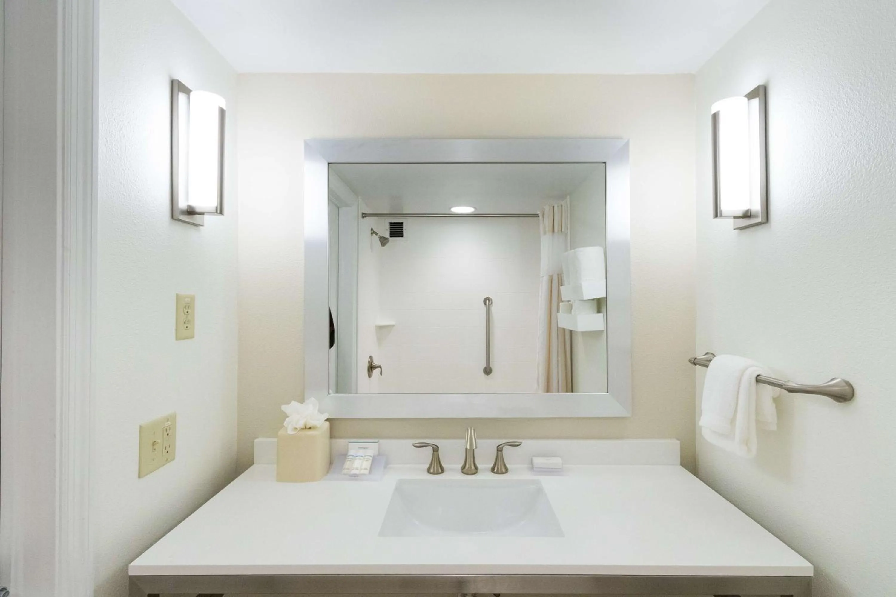 Bathroom, Bed in Hilton Garden Inn Daytona Beach Airport
