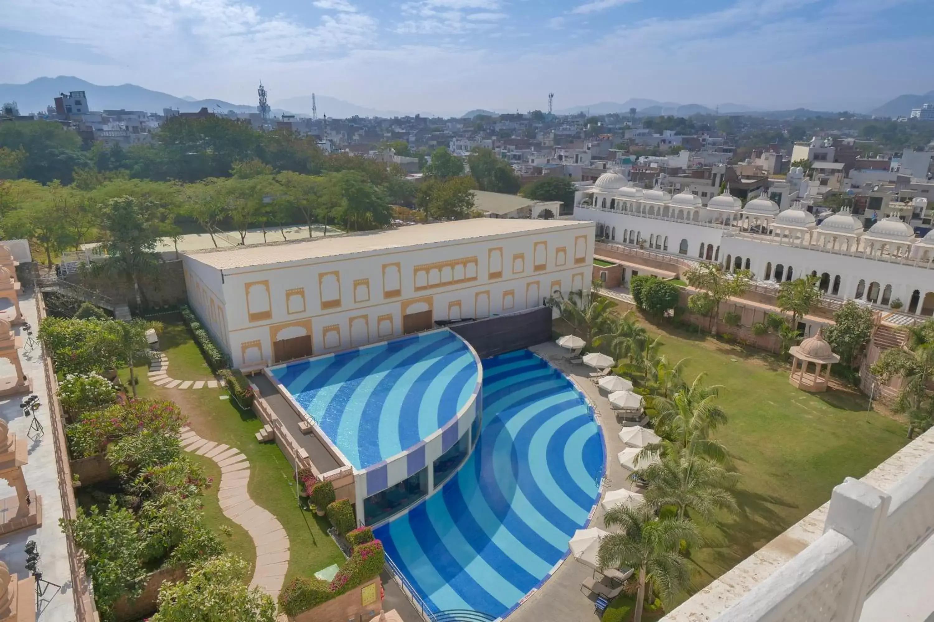 Bird's eye view, Pool View in Radisson Blu Udaipur Palace Resort & Spa