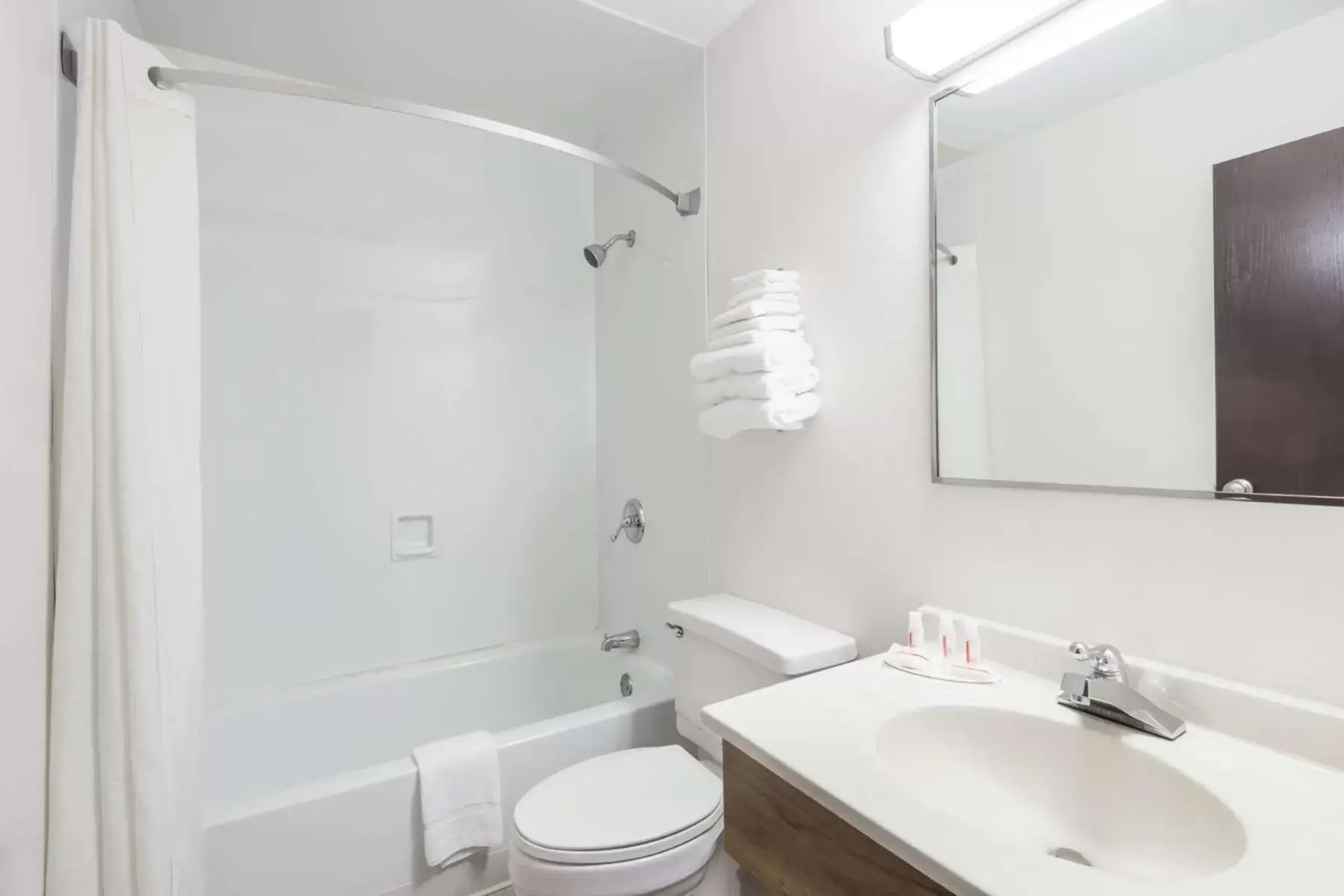 Toilet, Bathroom in Super 8 by Wyndham Portland/Westbrook Area