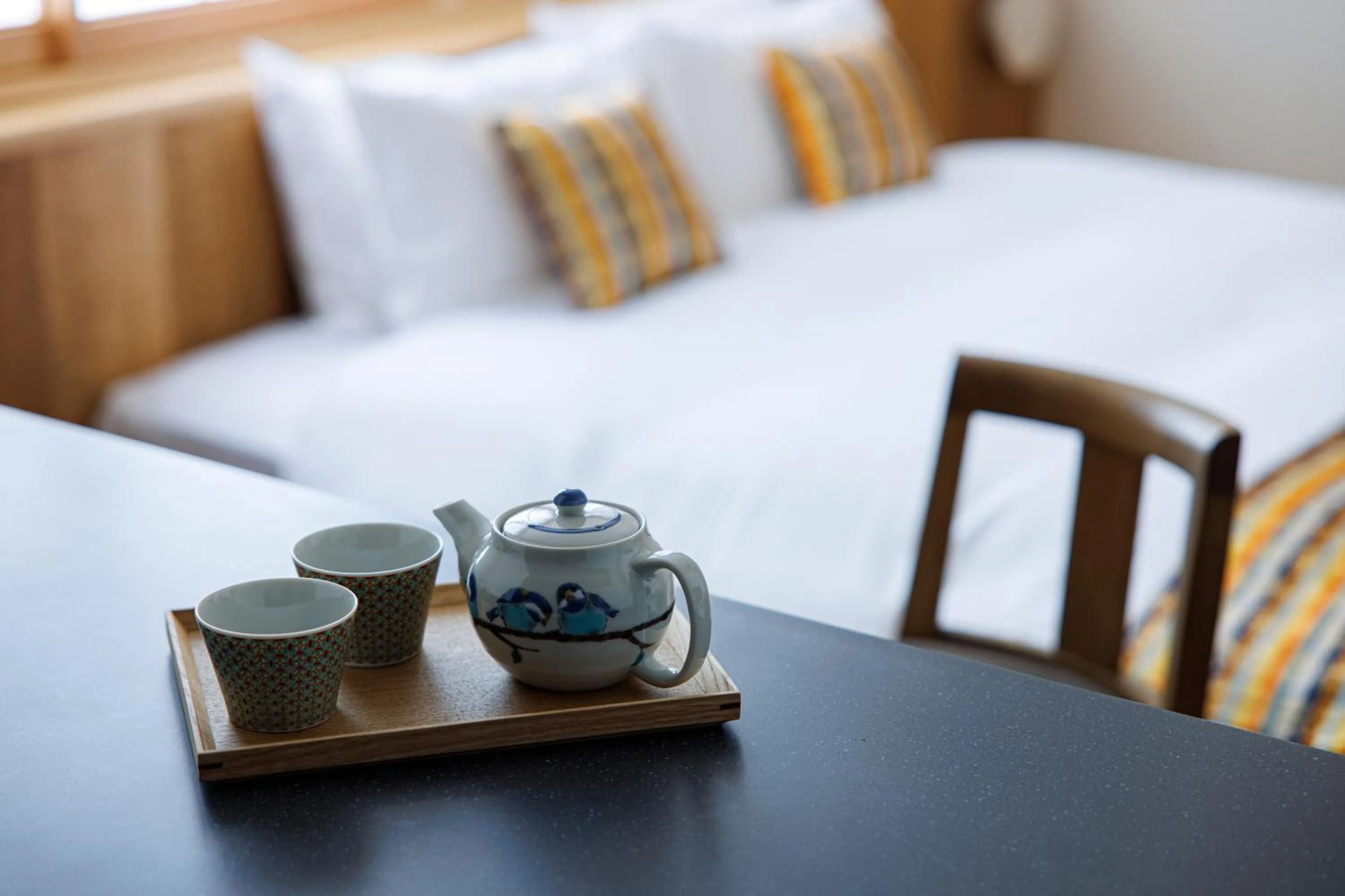 Decorative detail, Bed in Hotel Kanazawa Zoushi