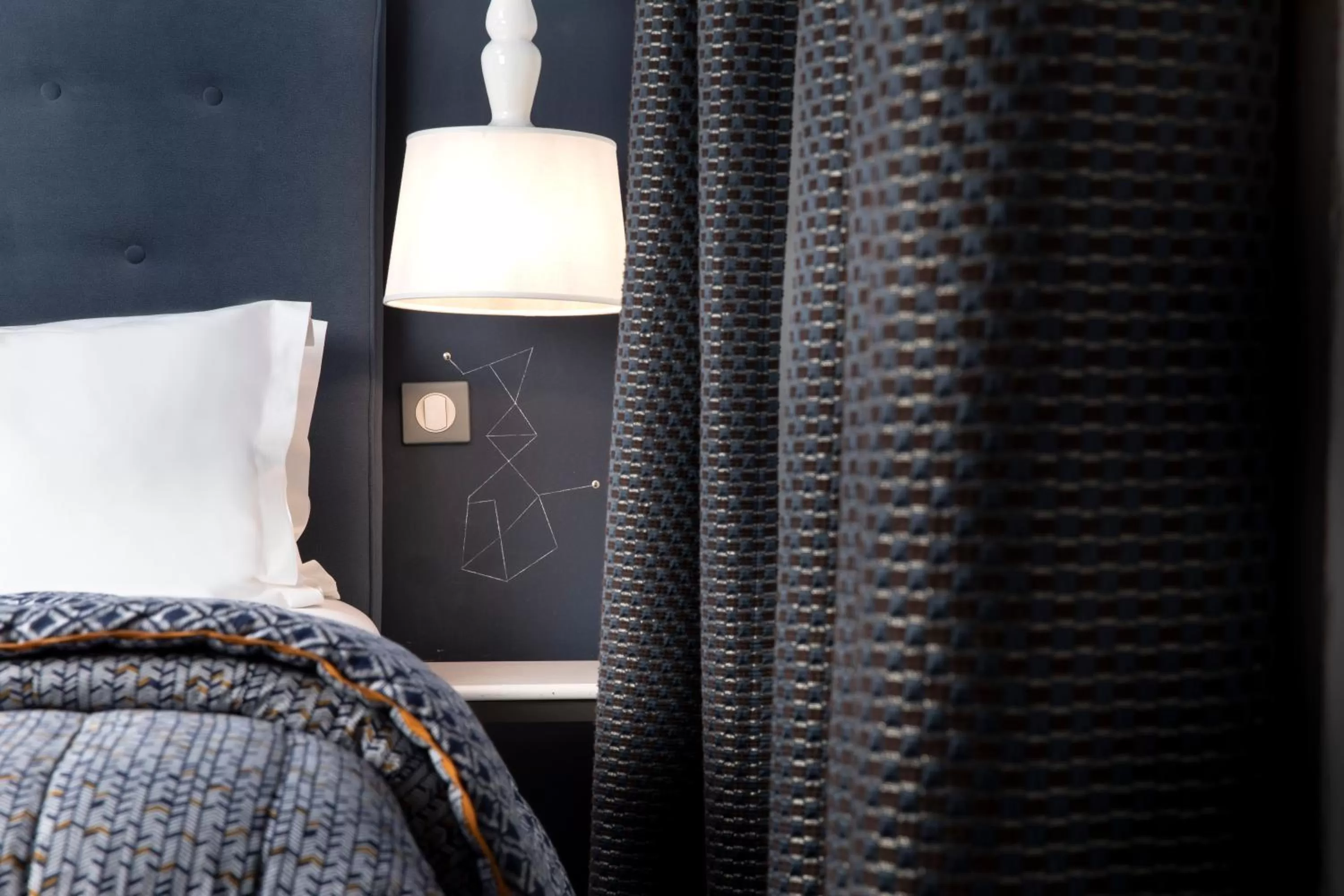 Decorative detail, Bed in Hôtel Marais Hôme