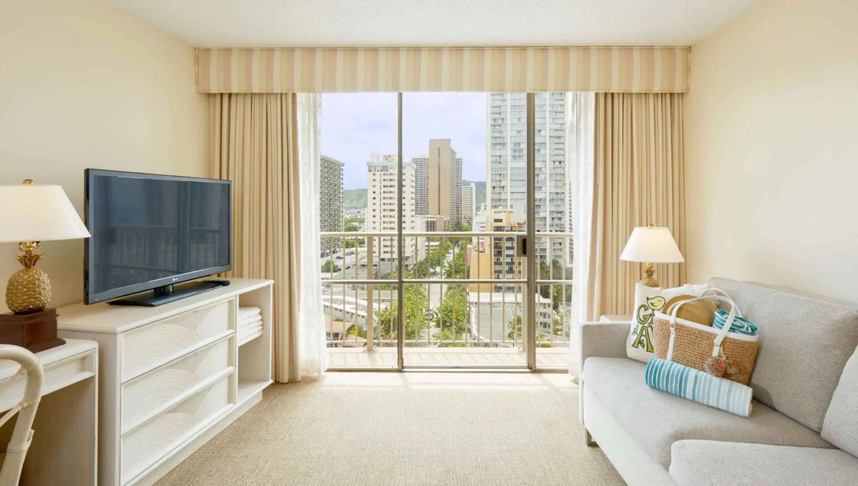 Bedroom, TV/Entertainment Center in OHANA Waikiki East by OUTRIGGER