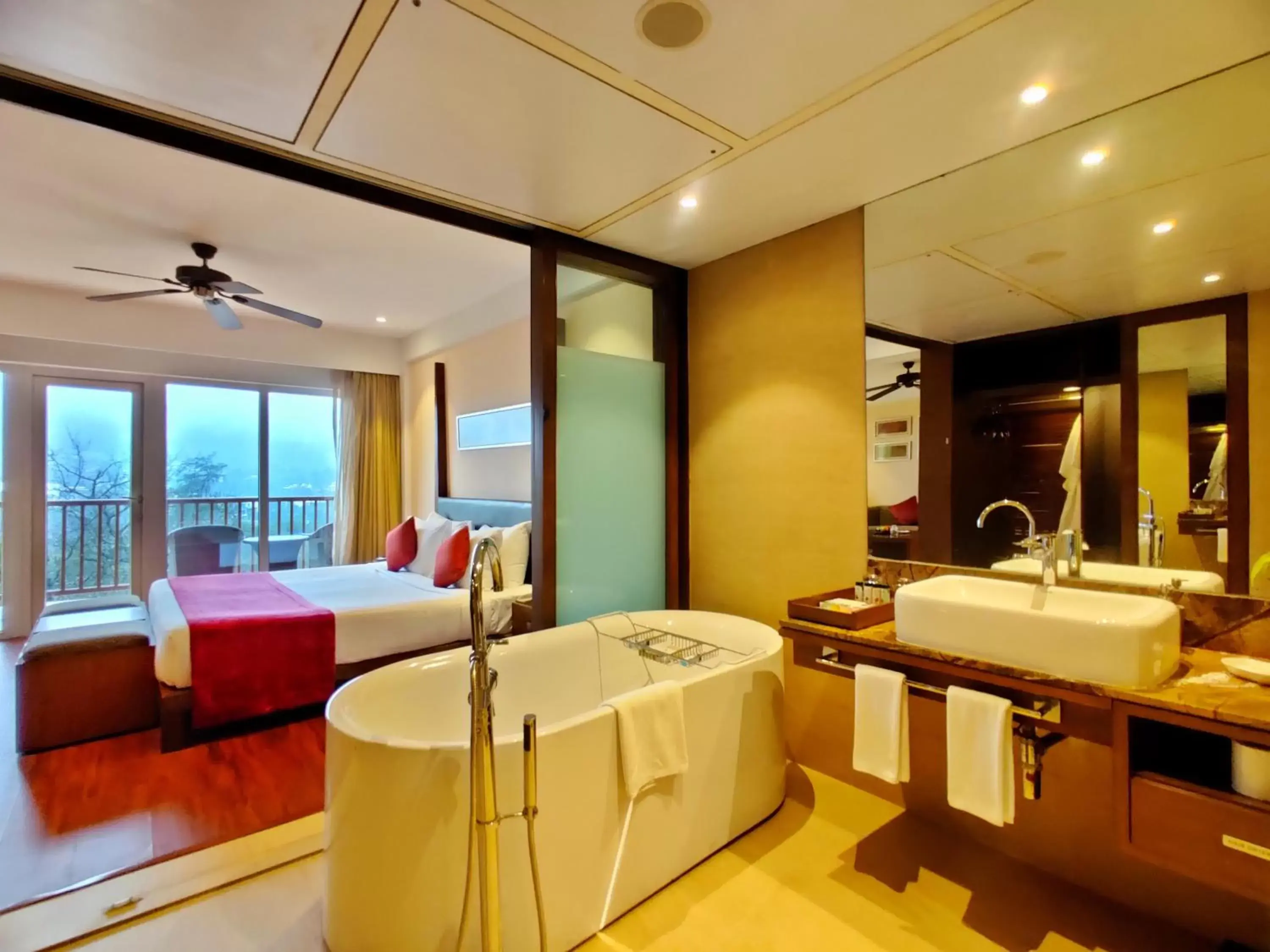 Bed, Bathroom in Fariyas Resort Lonavala