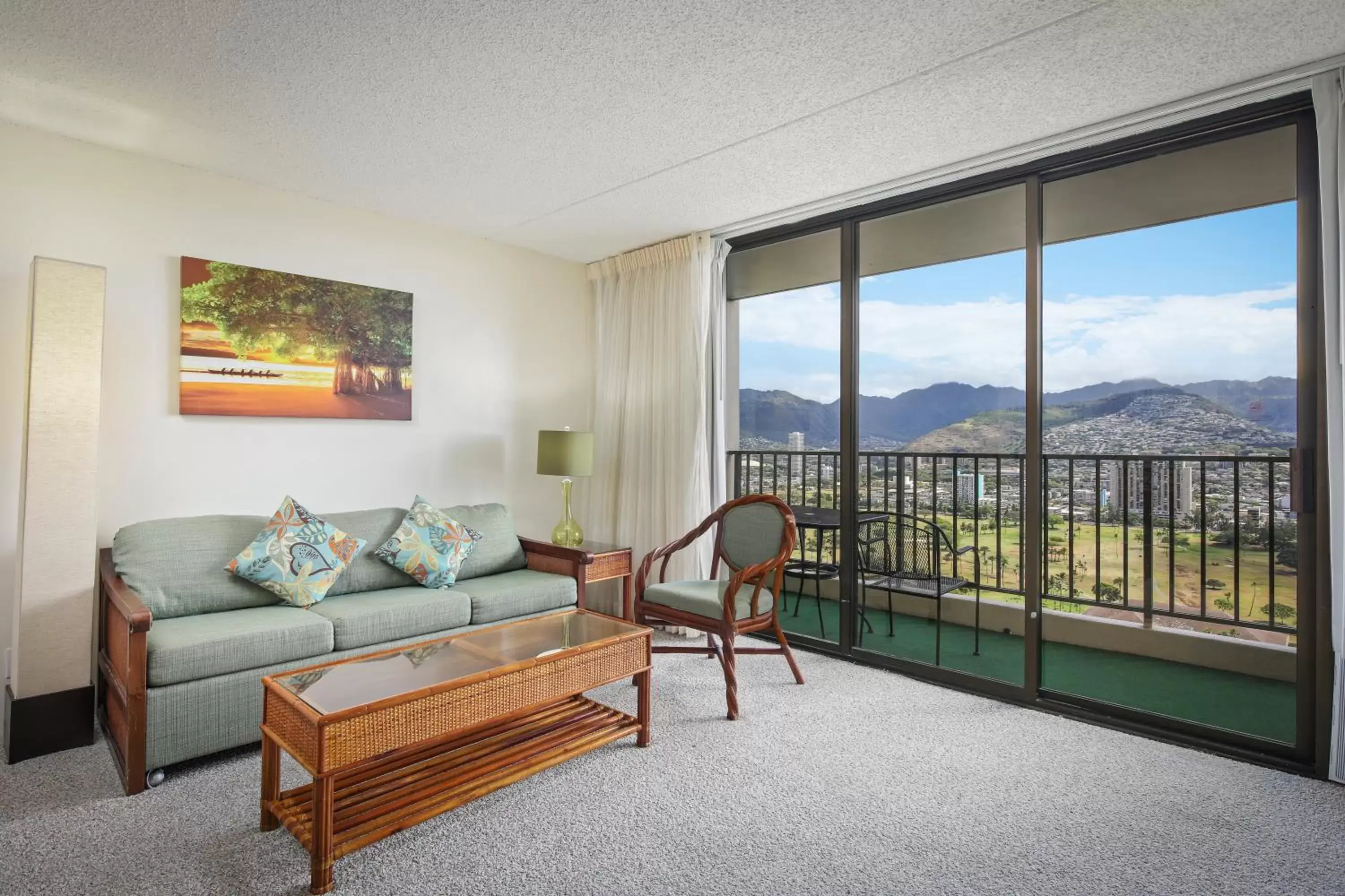 Living room, Seating Area in Aston at the Waikiki Banyan