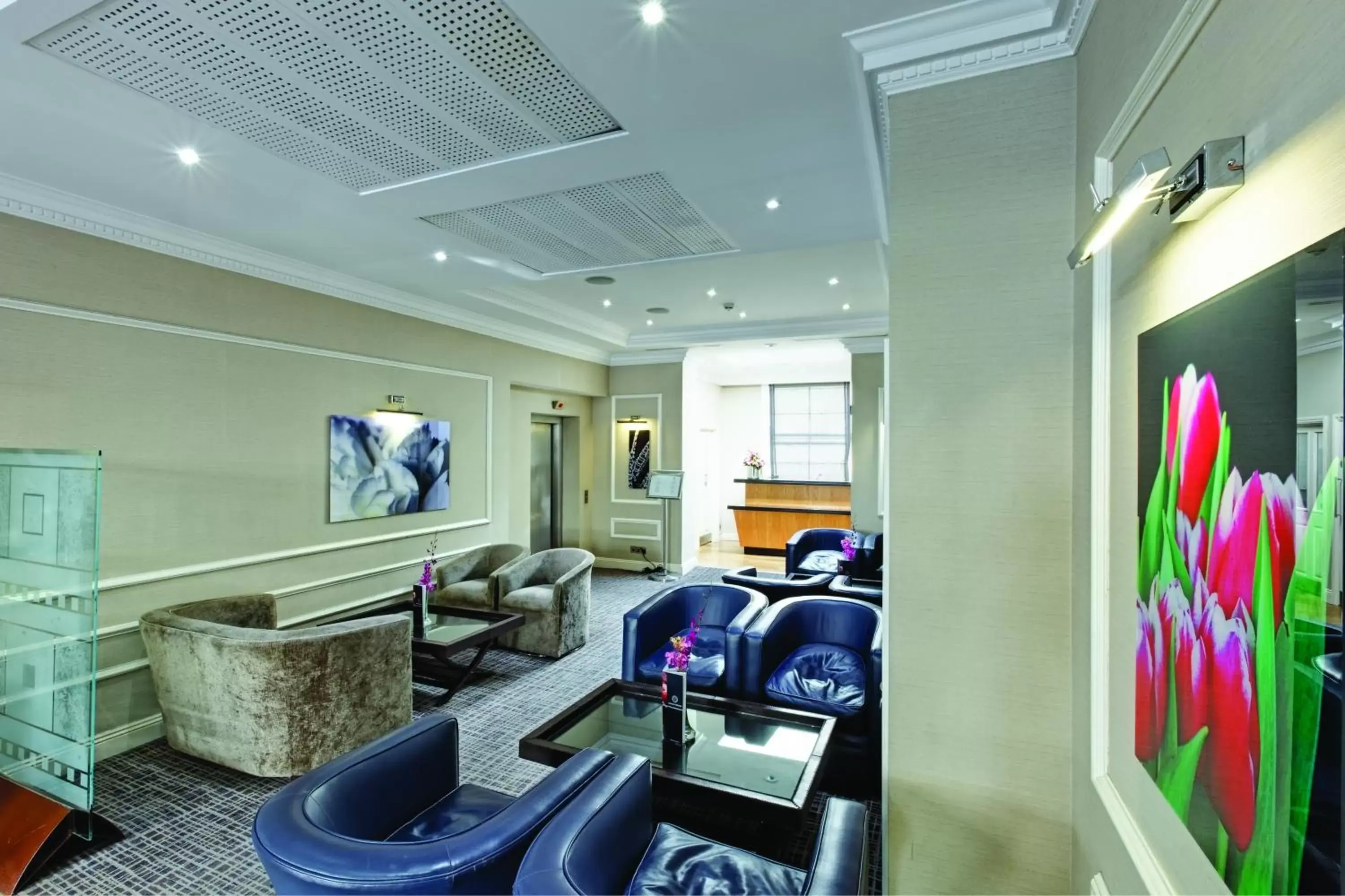Communal lounge/ TV room, Lobby/Reception in Grange Beauchamp Hotel