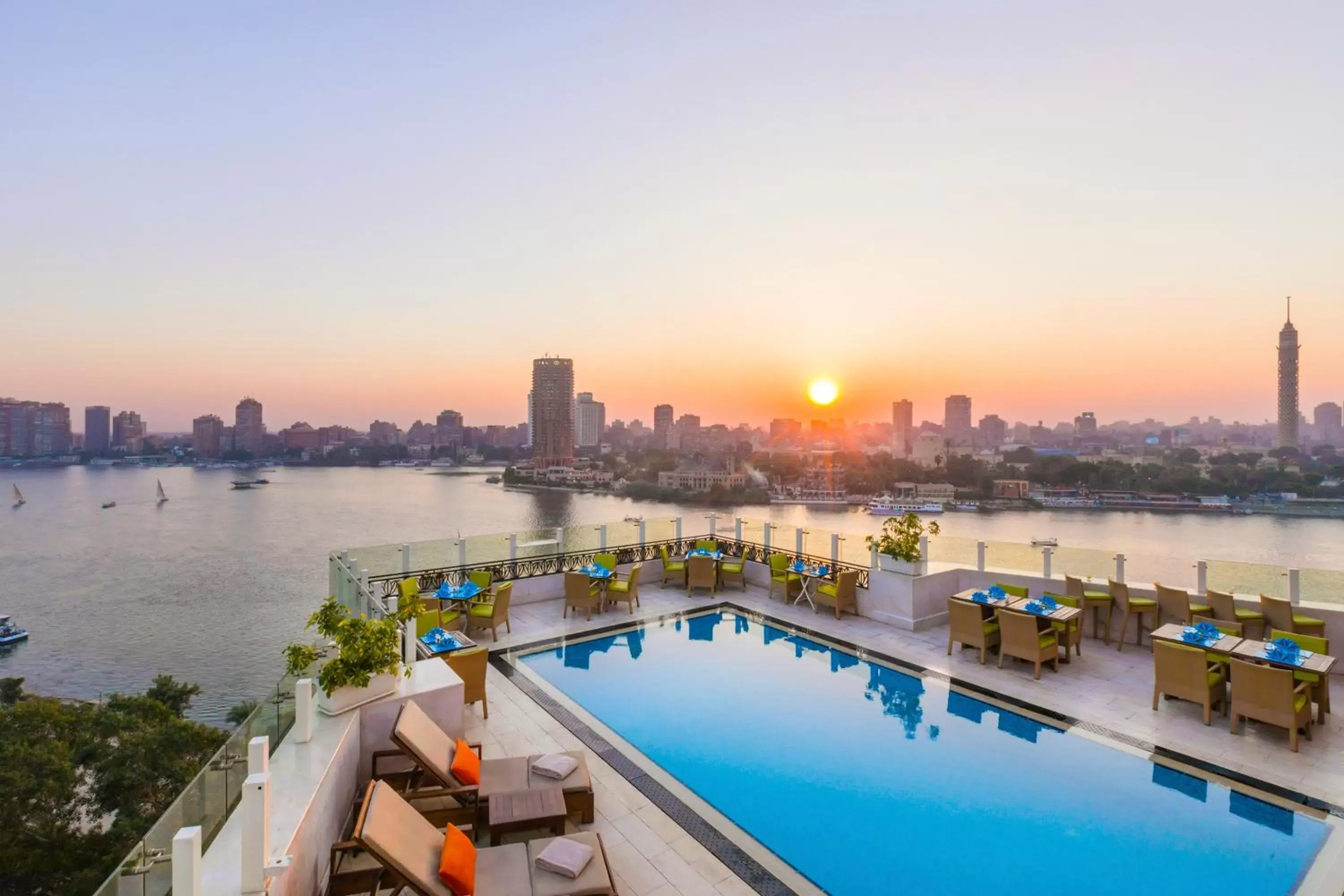 River view, Pool View in Kempinski Nile Hotel, Cairo