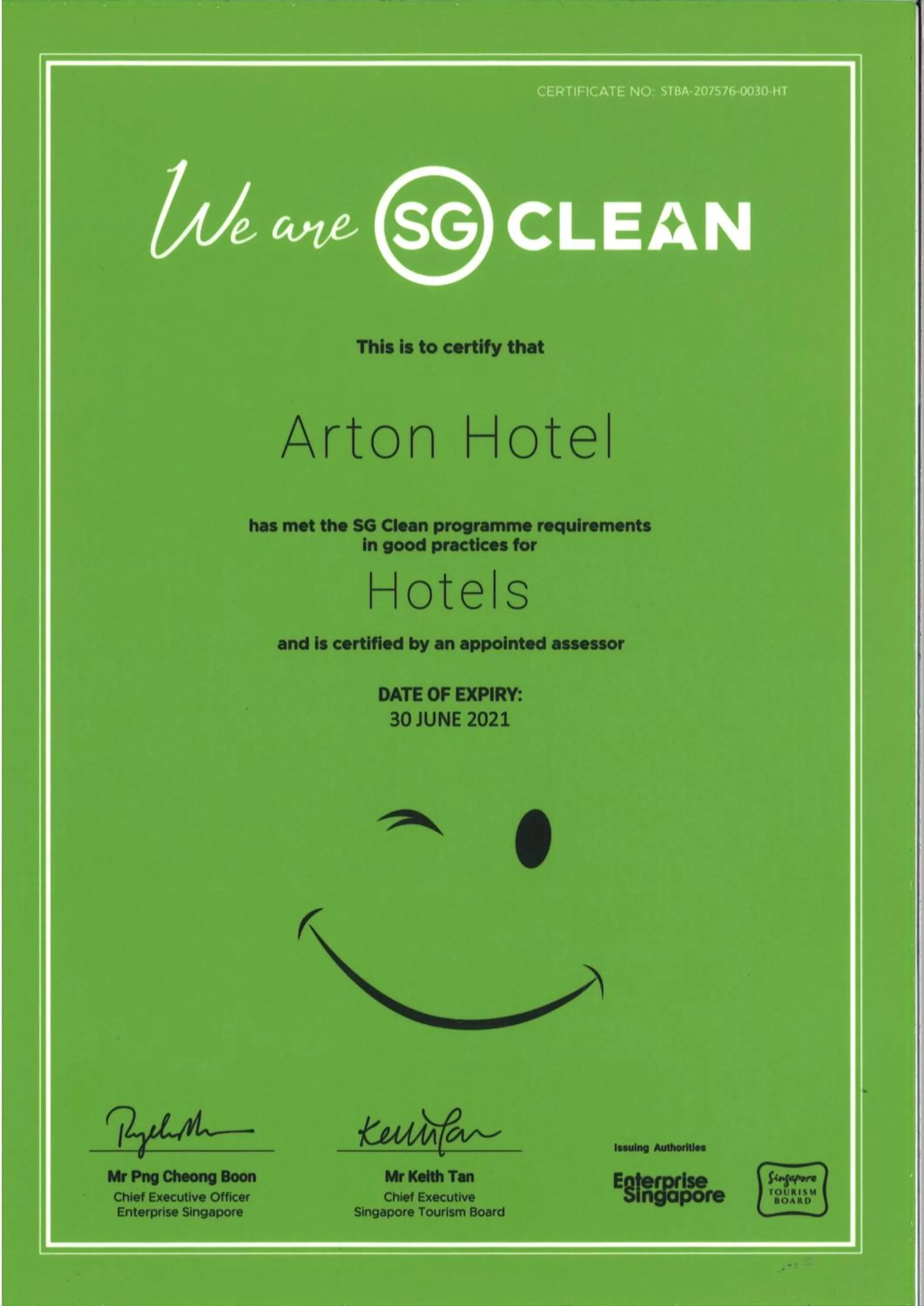 Certificate/Award in Arton Boutique Hotel