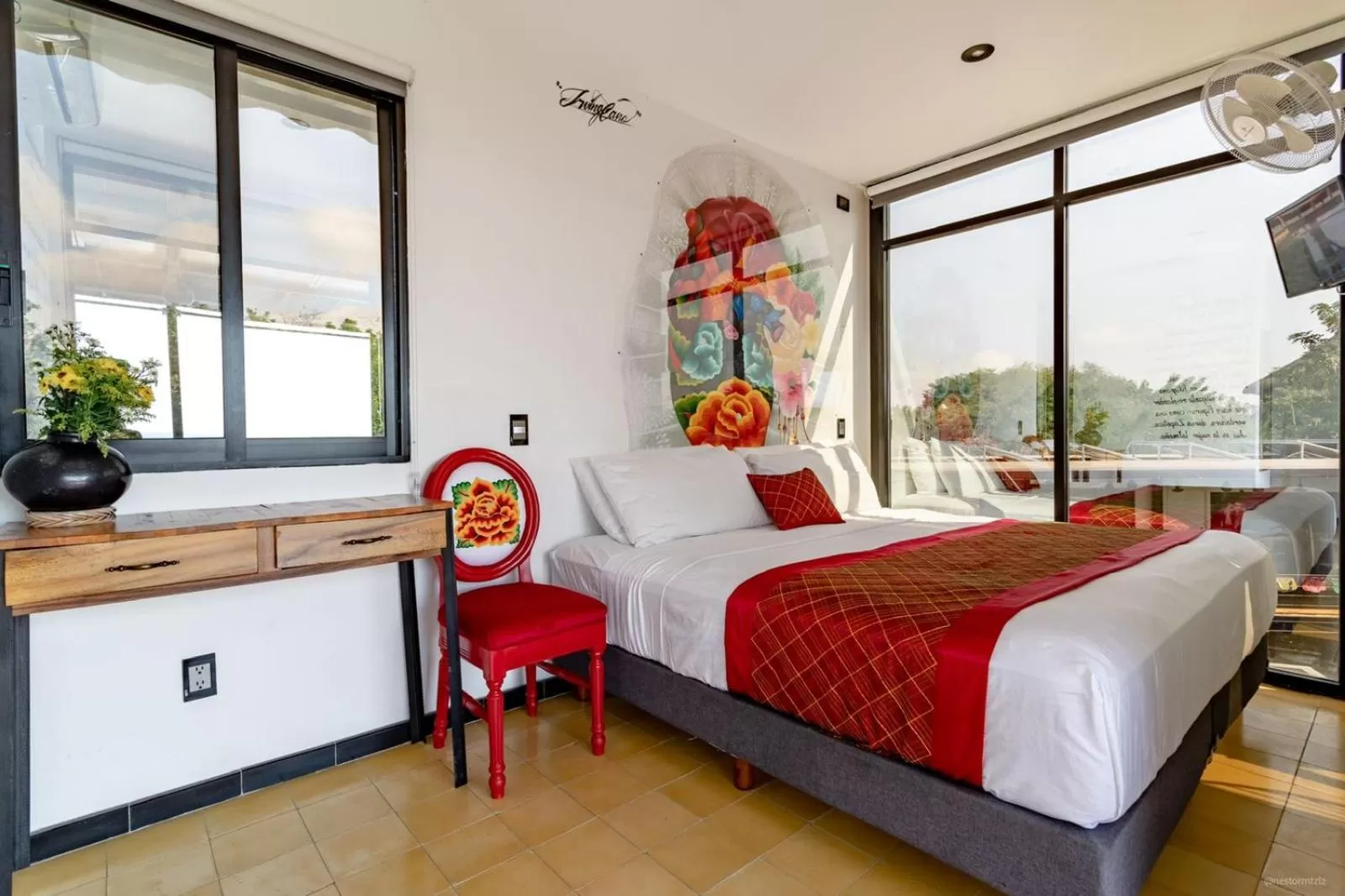 Balcony/Terrace, Bed in Cabane Container Hotel - ADULTS ONLY