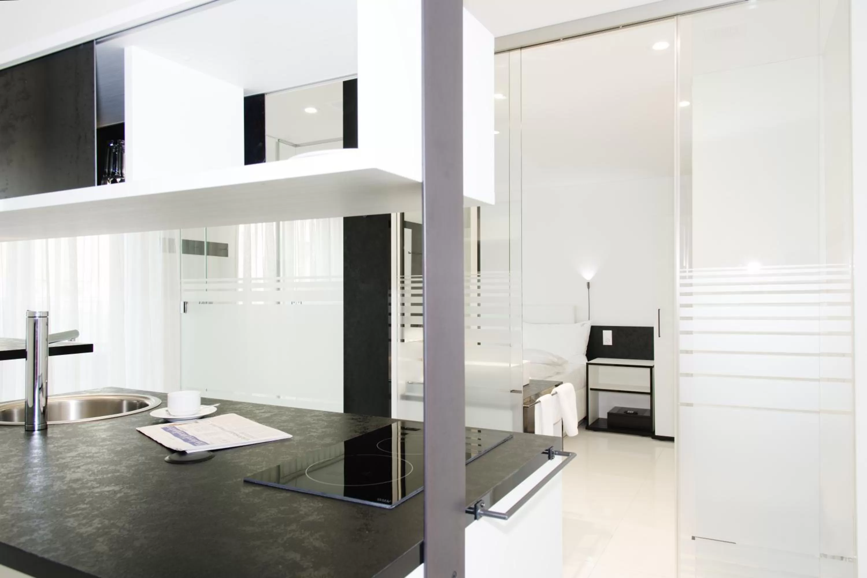 Kitchen or kitchenette in Residence Thessoni Home Zurich -self checkin -no restaurants-short&longstay