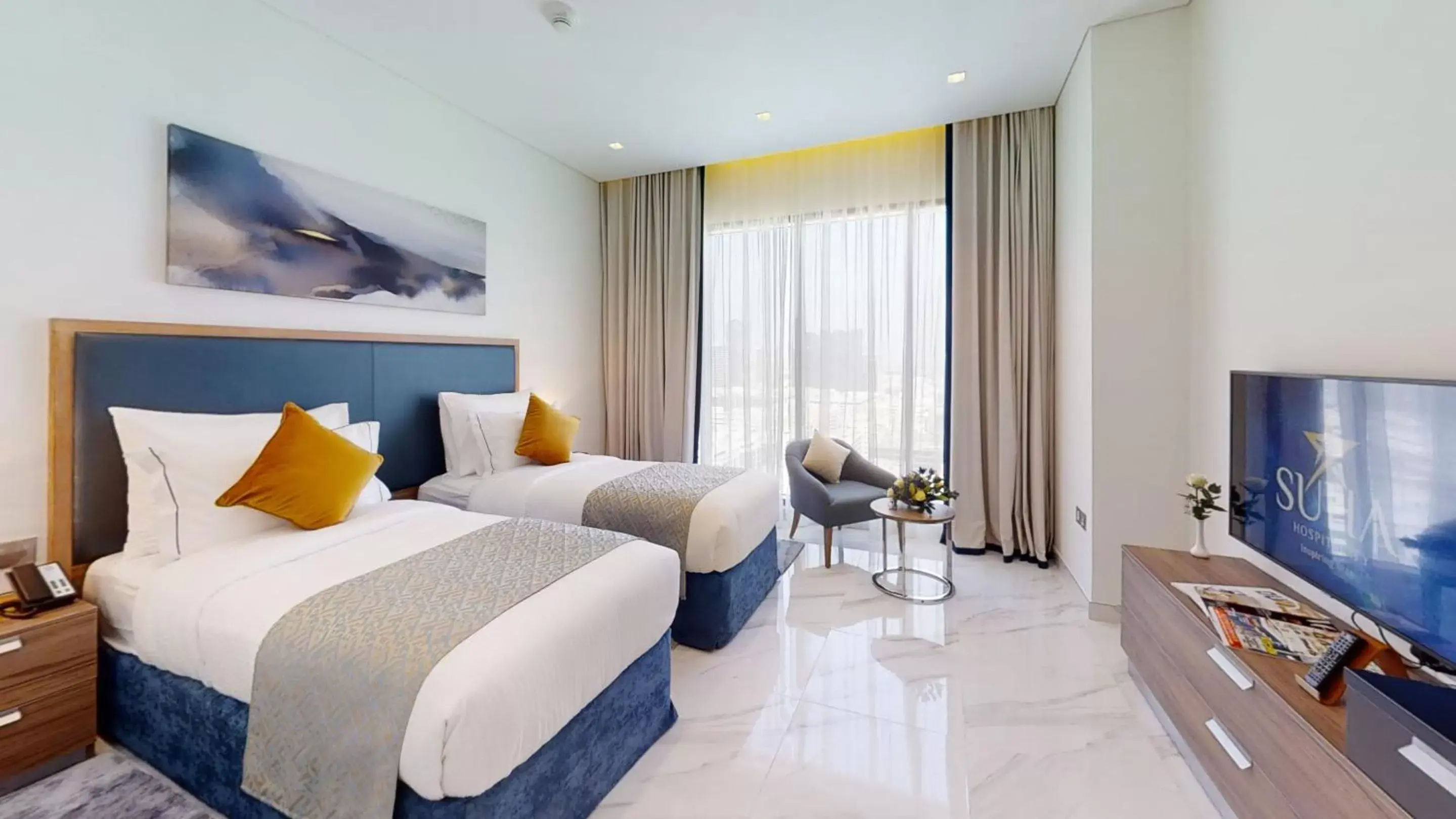 Bed in Suha Mina Rashid Hotel Apartments