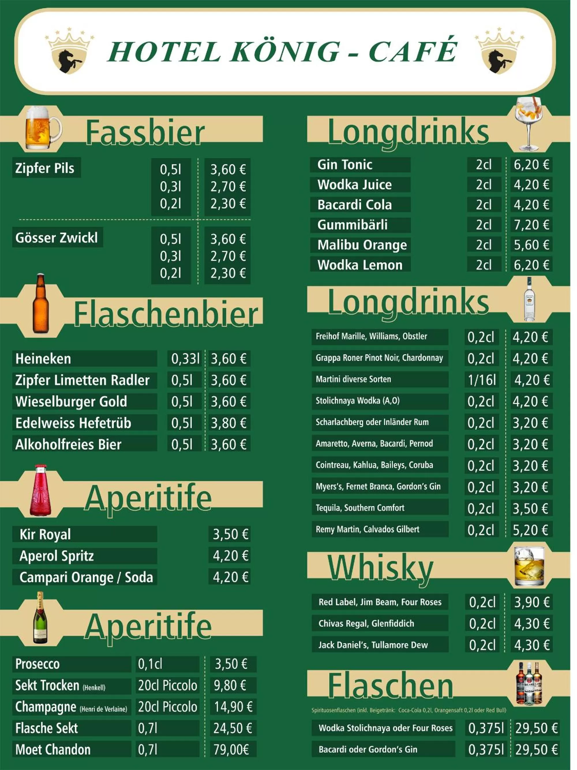 Alcoholic drinks in Hotel König