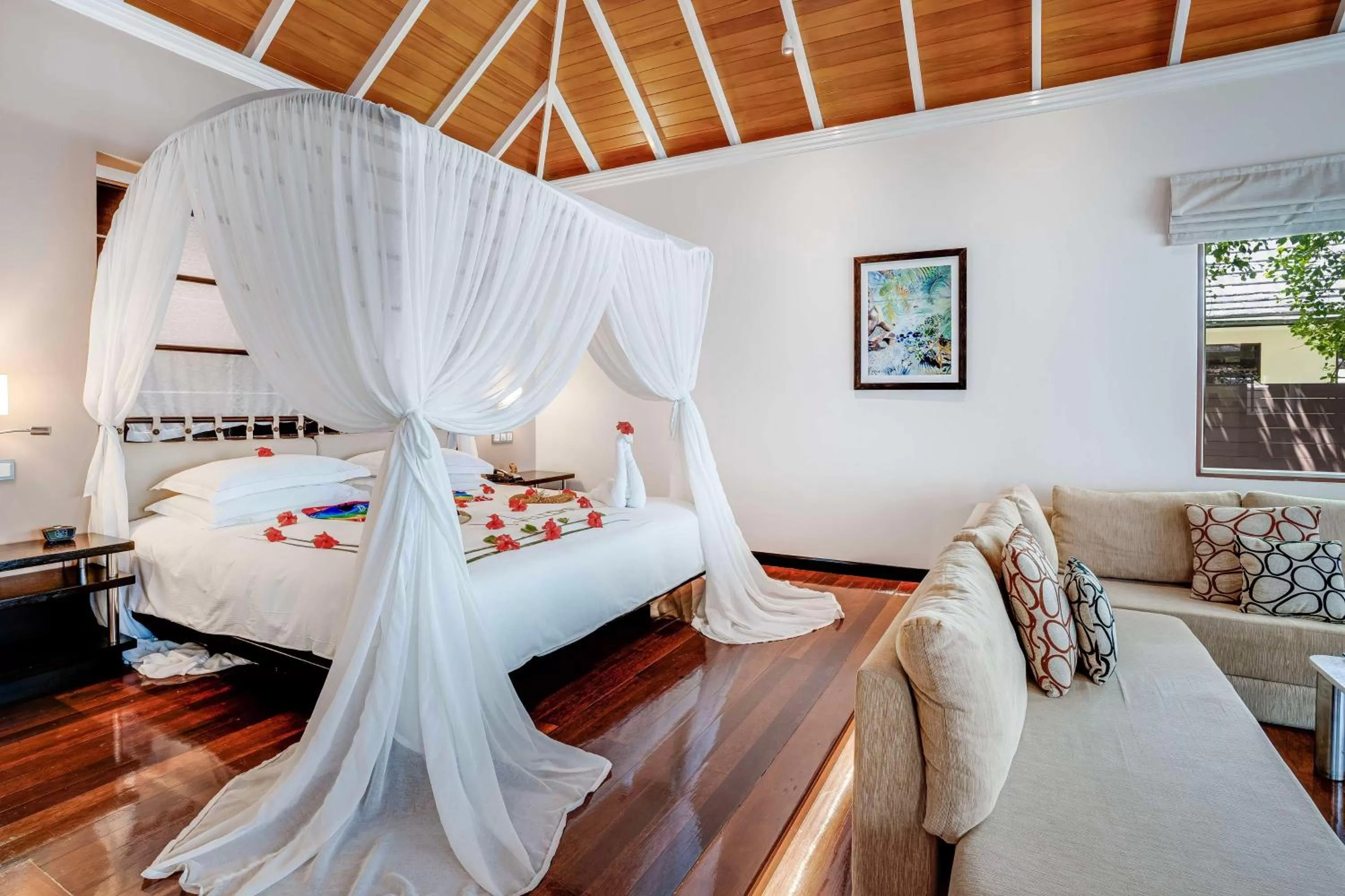 Bed in Hilton Seychelles Labriz Resort & Spa