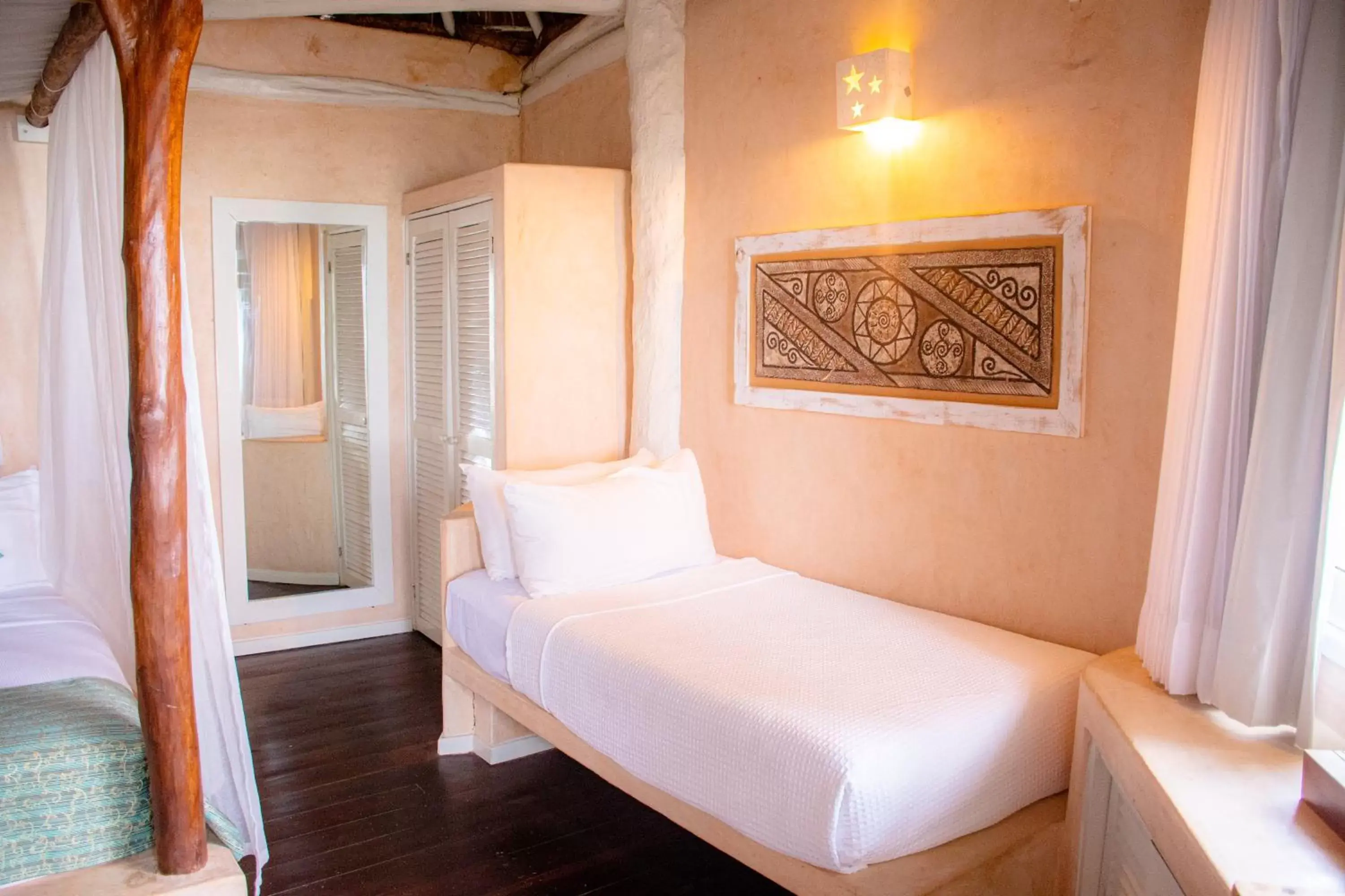 Bedroom, Bed in Villa Las Estrellas Tulum - located at the party zone