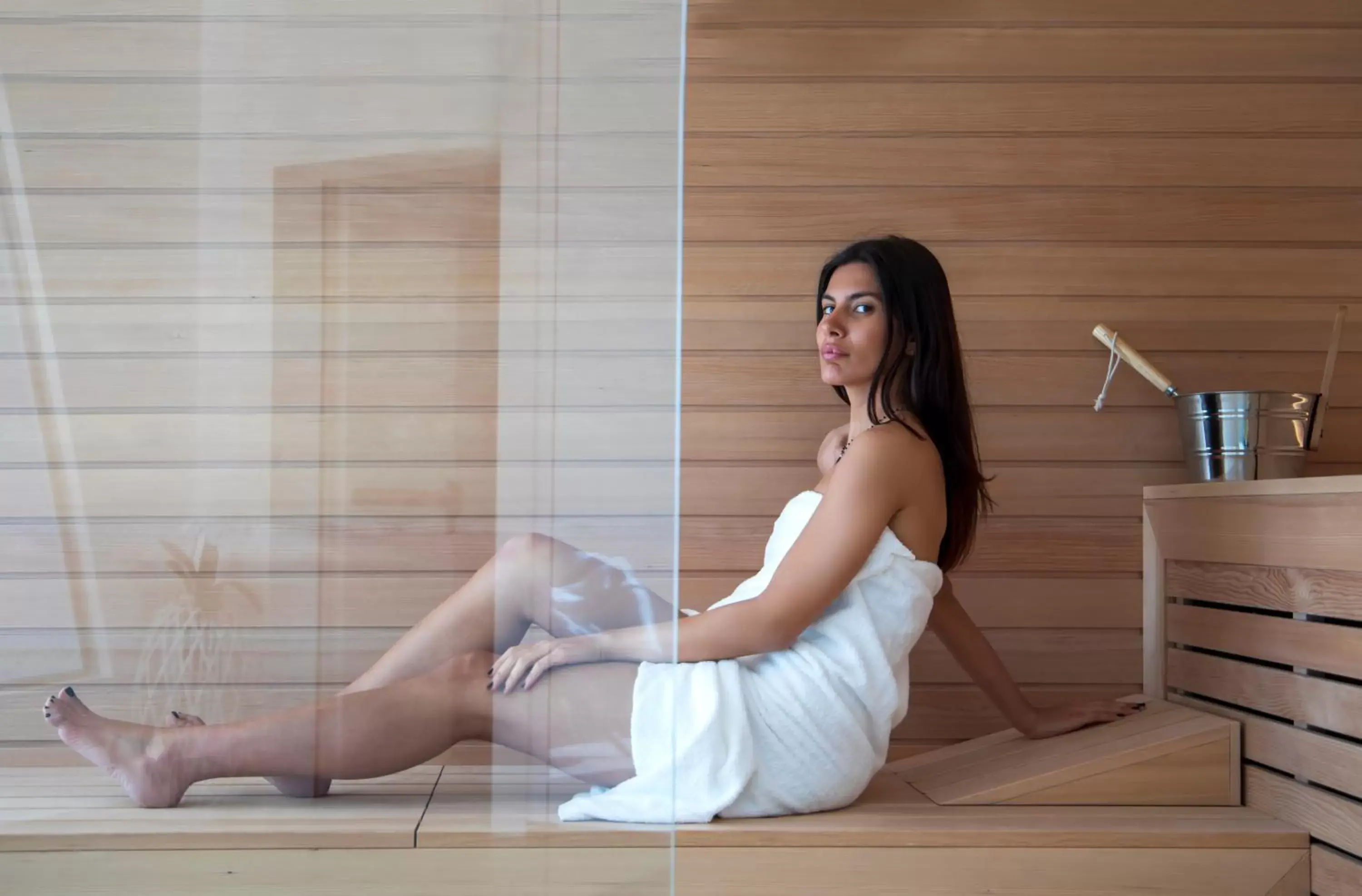 Sauna, Guests in One Design Hotel