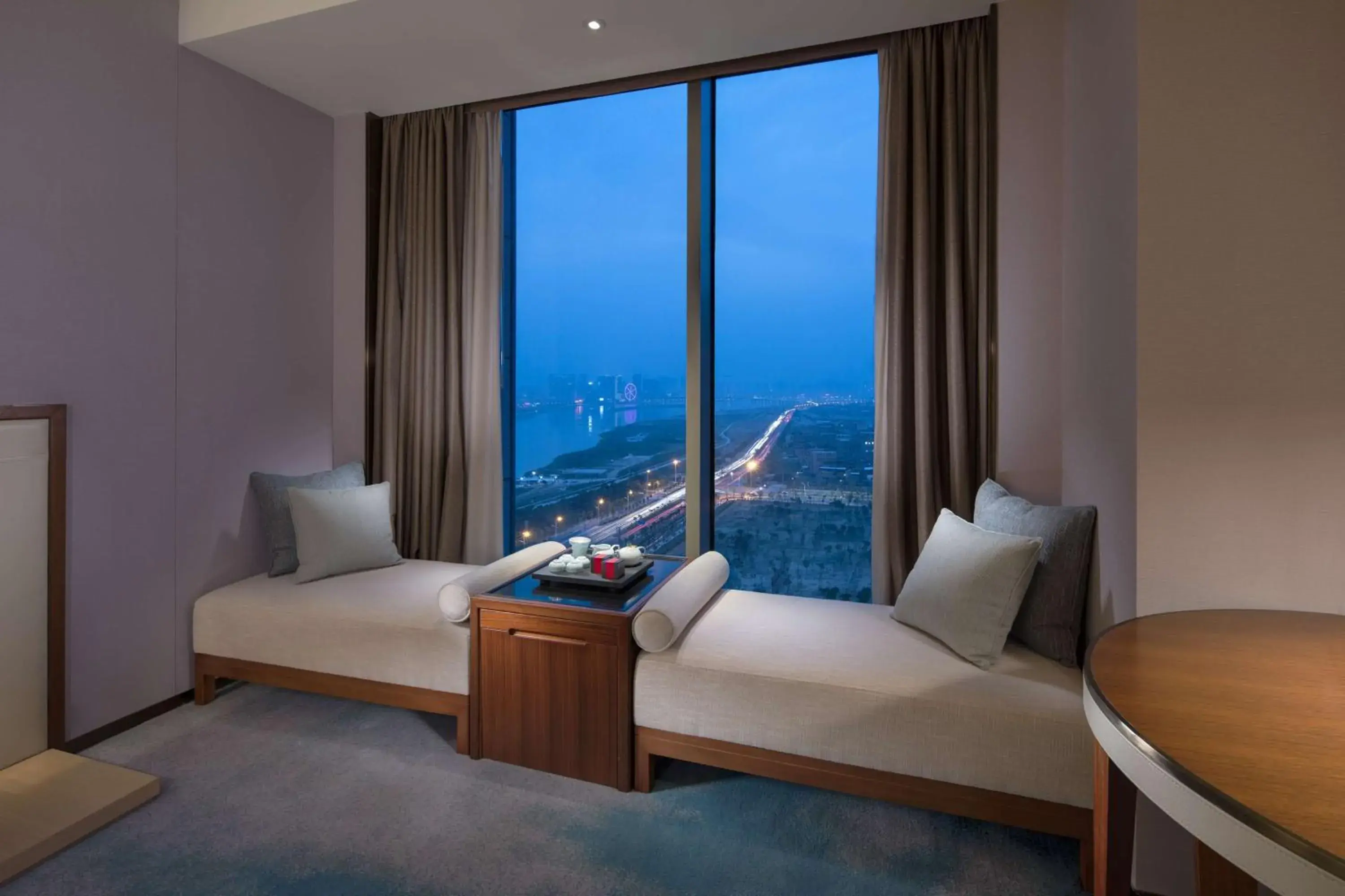 View (from property/room), Bed in Hilton Quanzhou Riverside View (from property/room), Bed in Hilton Quanzhou Riverside