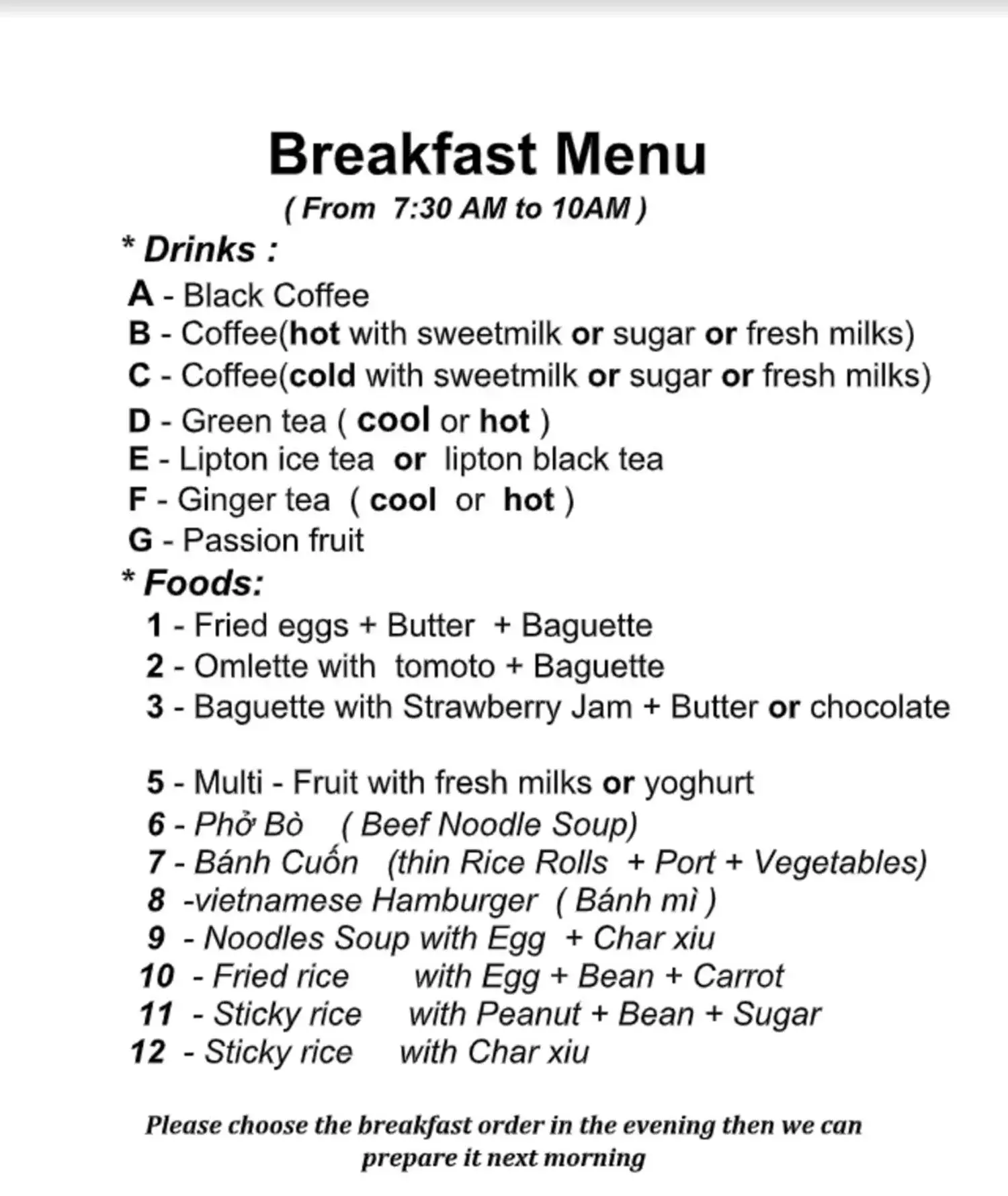 Breakfast in The Moon Villa Hoi An Breakfast in The Moon Villa Hoi An