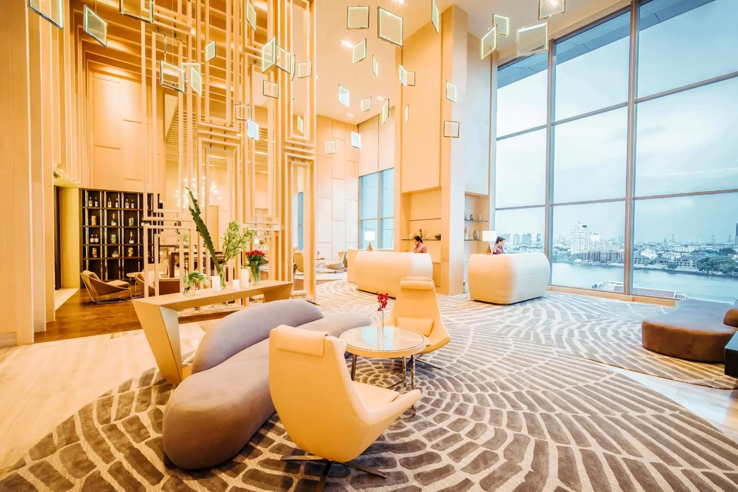 Lobby or reception, Lounge/Bar in Avani Plus Riverside Bangkok Hotel