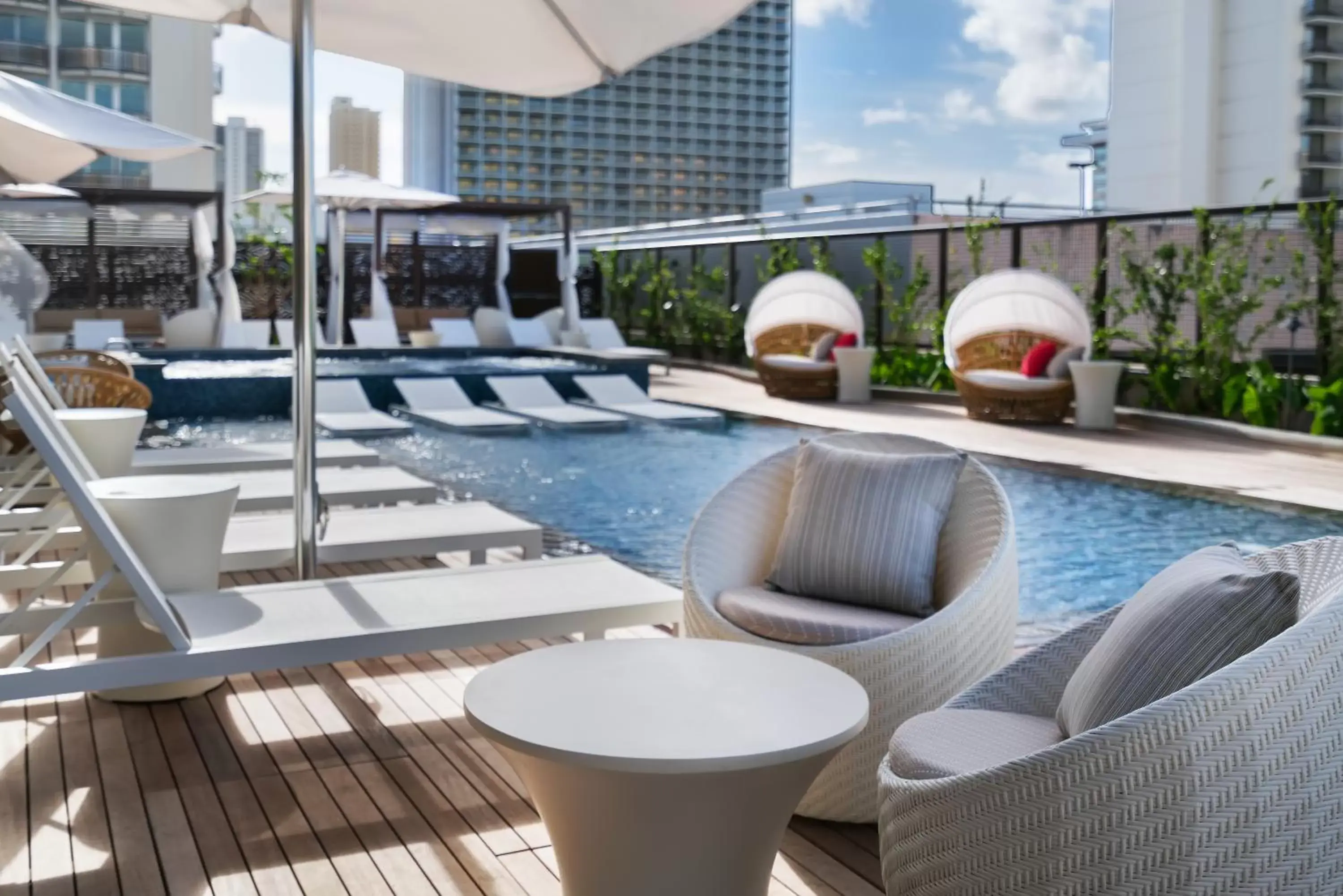 Balcony/Terrace, Swimming Pool in Hyatt Centric Waikiki Beach