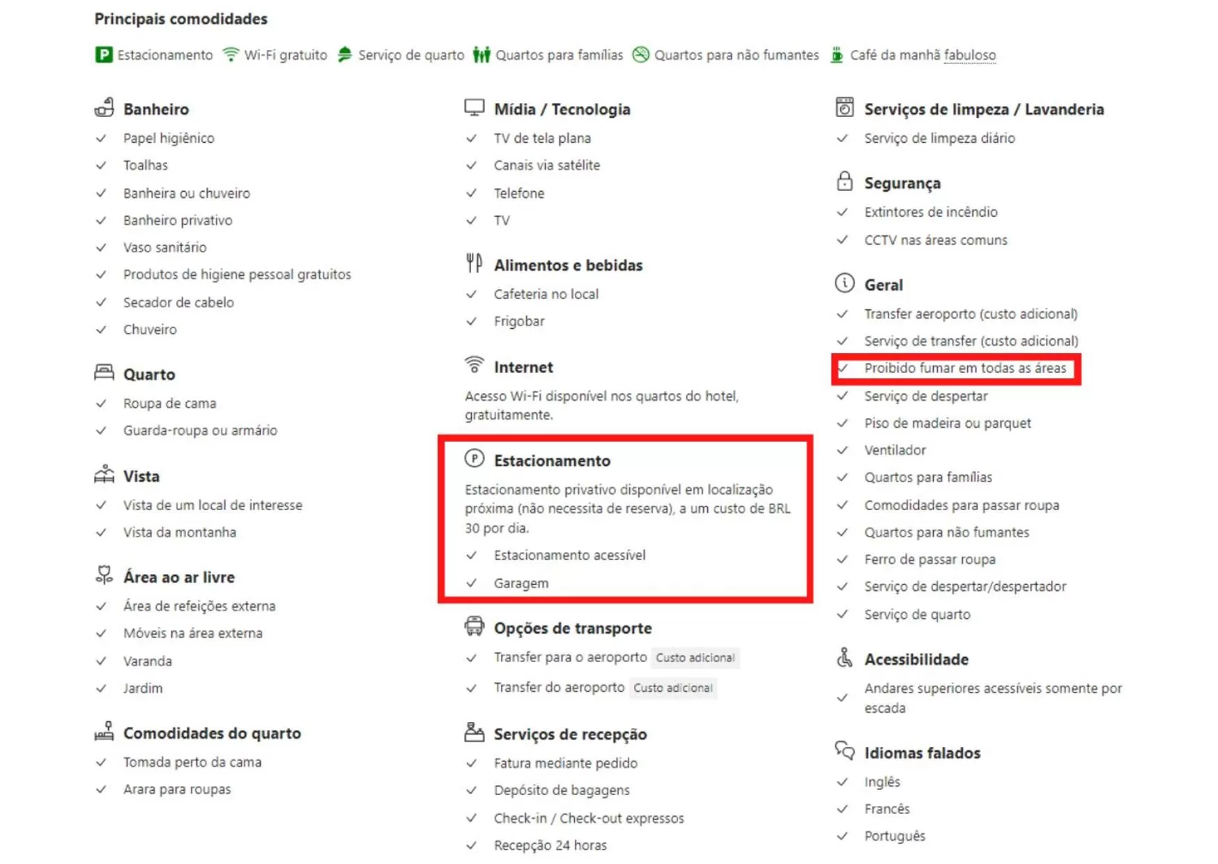 Area and facilities in Hotel Barroco Mineiro
