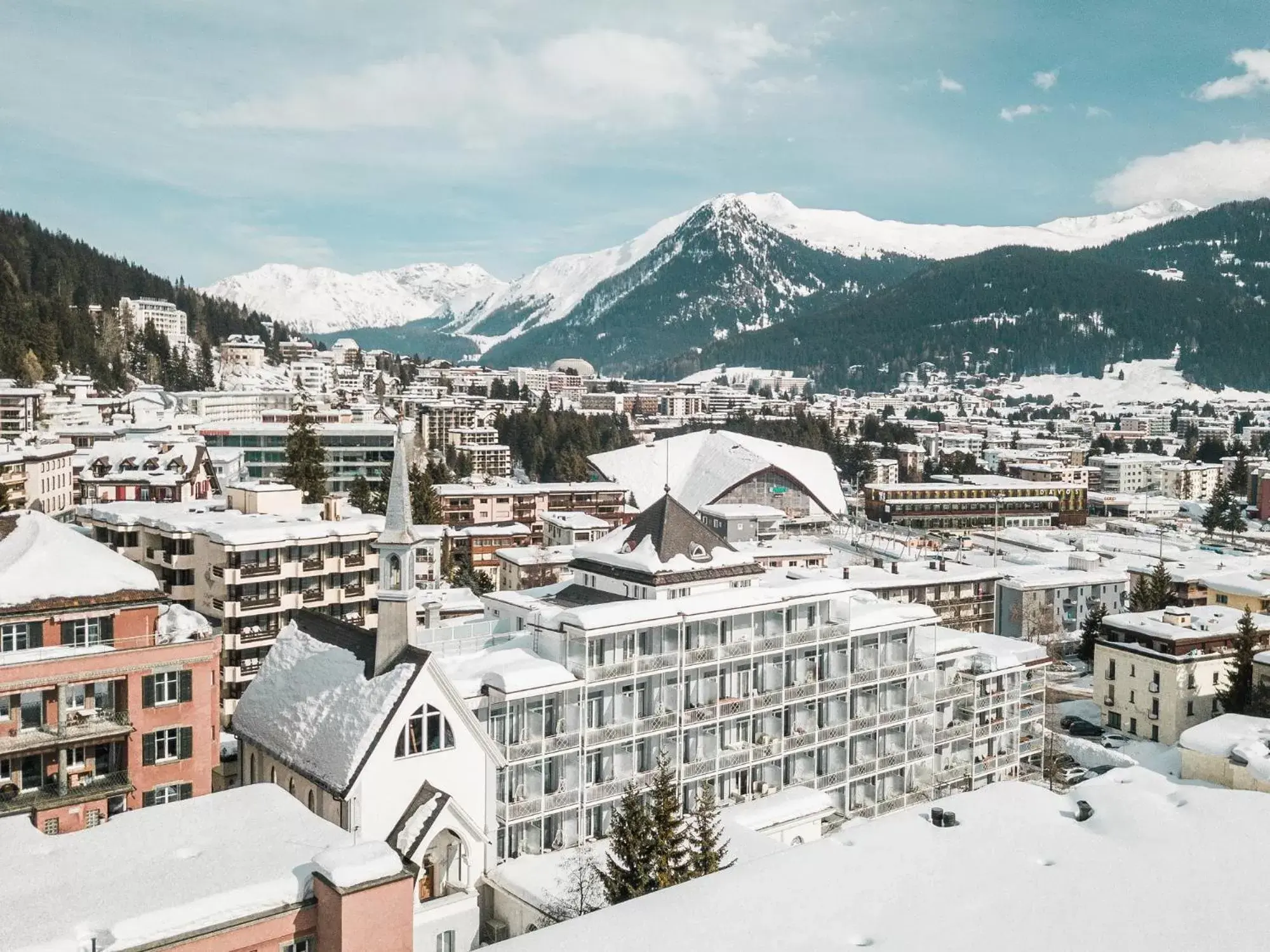 Bird's eye view, Winter in Hard Rock Hotel Davos