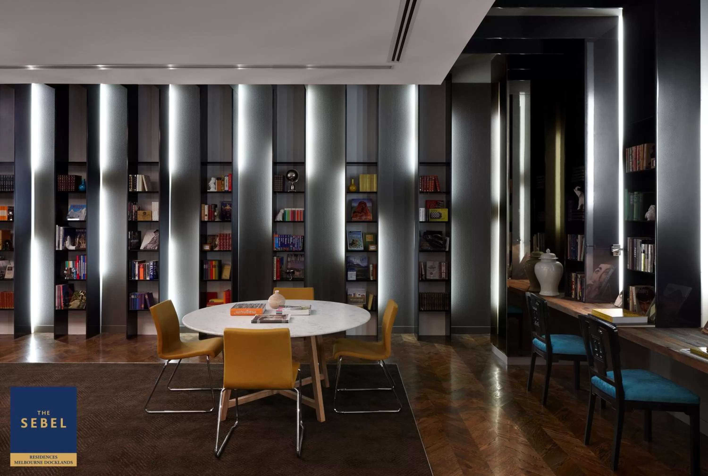 Communal lounge/ TV room in The Sebel Residences Melbourne Docklands Serviced Apartments