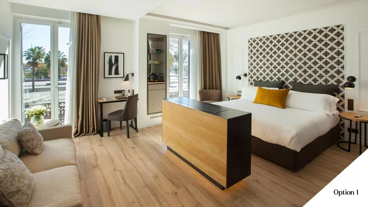 Seating area, Bed in Serras Barcelona