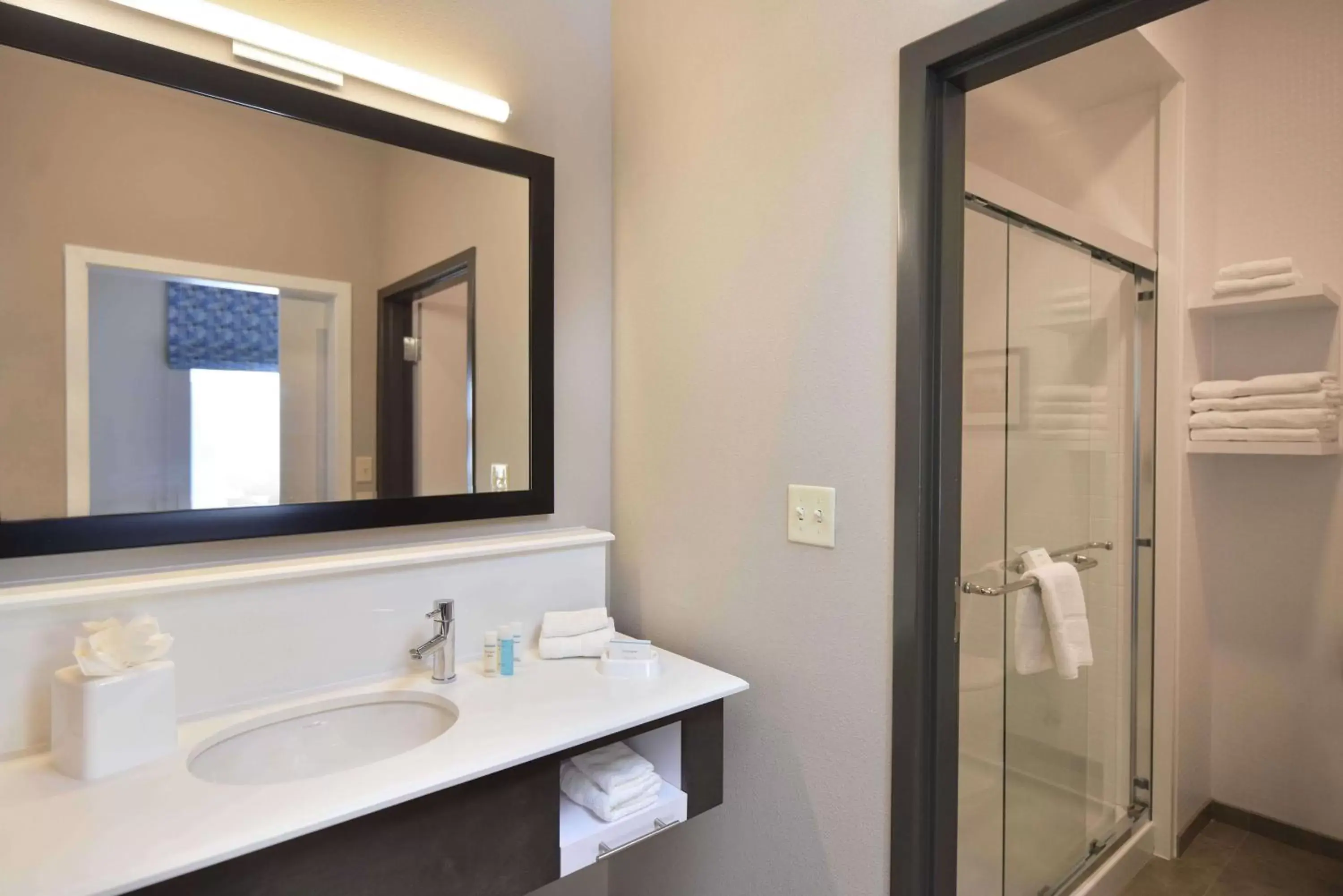 Bathroom in Hampton Inn and Suites at Wisconsin Dells Lake Delton Bathroom in Hampton Inn and Suites at Wisconsin Dells Lake Delton