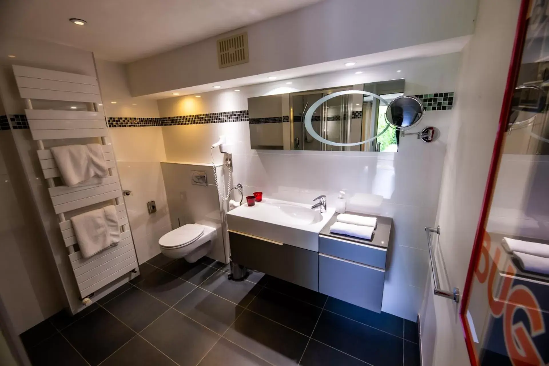 Shower, Bathroom in La Ferme de l'Oudon & SPA