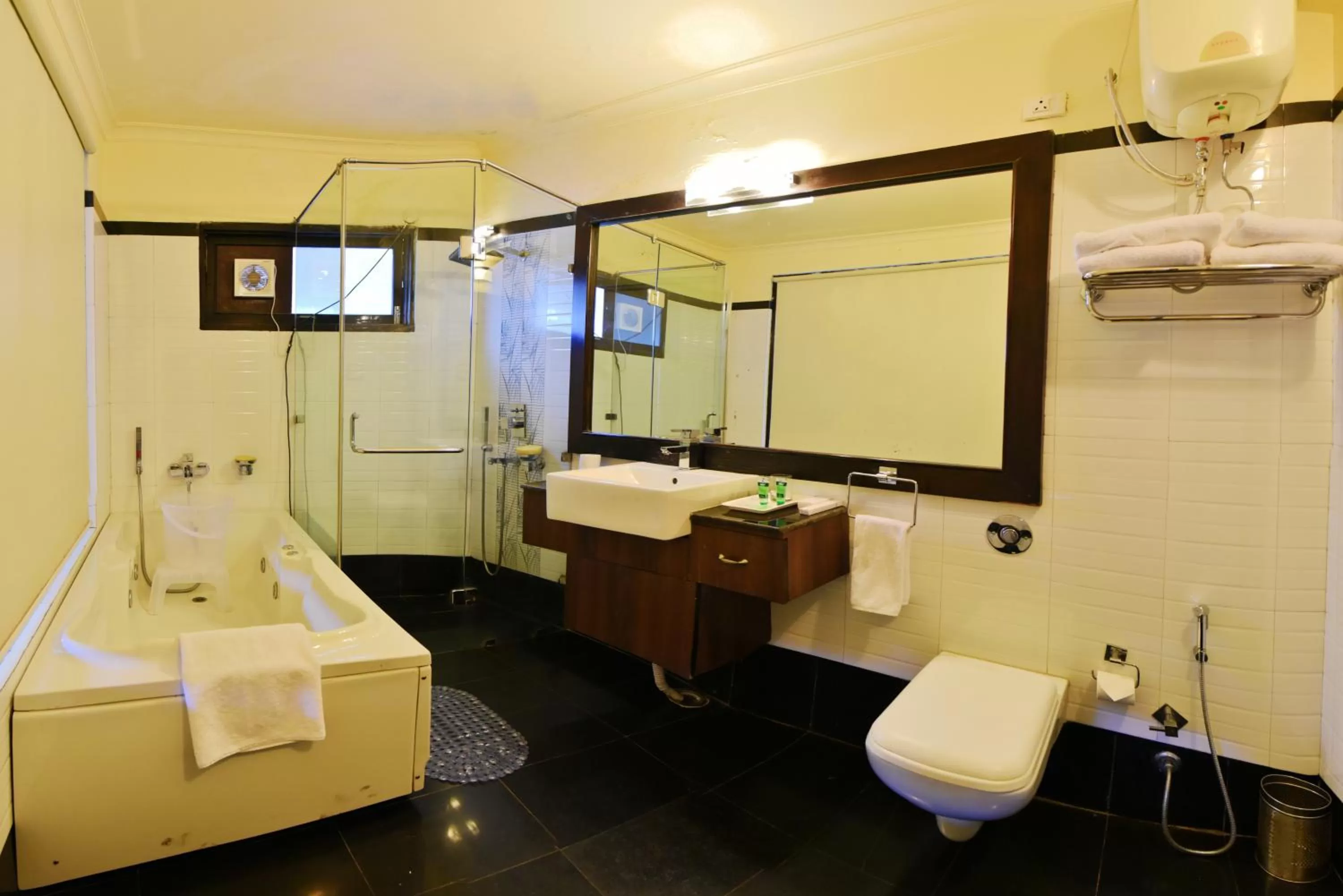 Bathroom in Indraprastha Resort - Centrally Heated Rooms, with Gym, Games & Spa