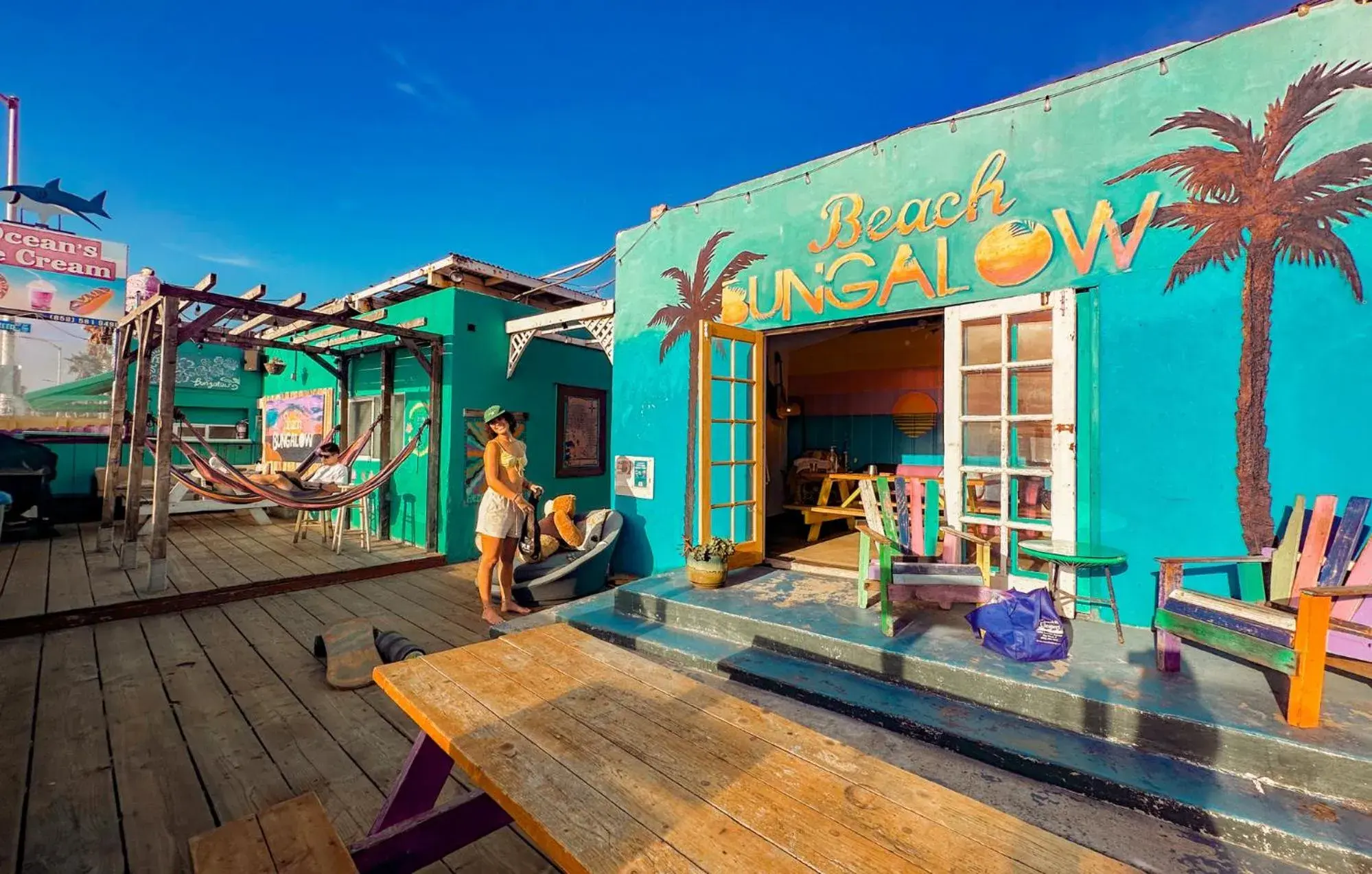 Patio, Swimming Pool in ITH Beach Bungalow Surf Hostel San Diego