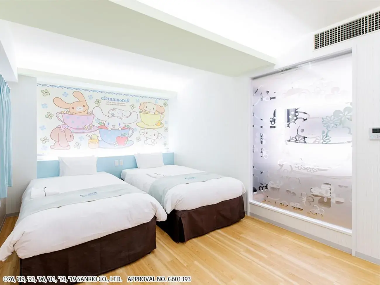 Bed in Hotel Okinawa With Sanrio Characters