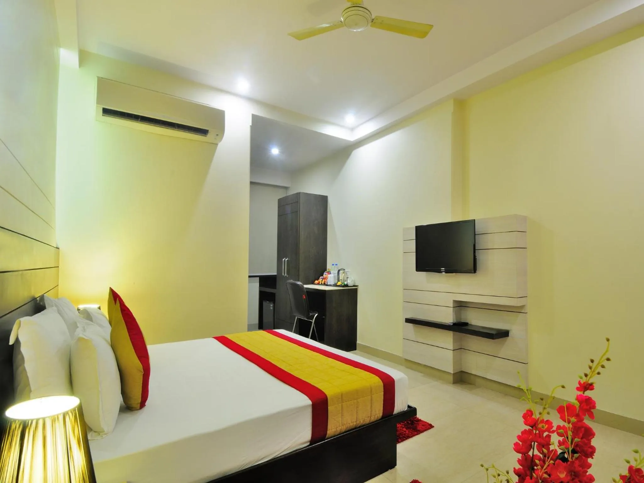 Bedroom, Bed in Hotel Sky Rich International - Just a min walk from Karol Bagh Metro Station