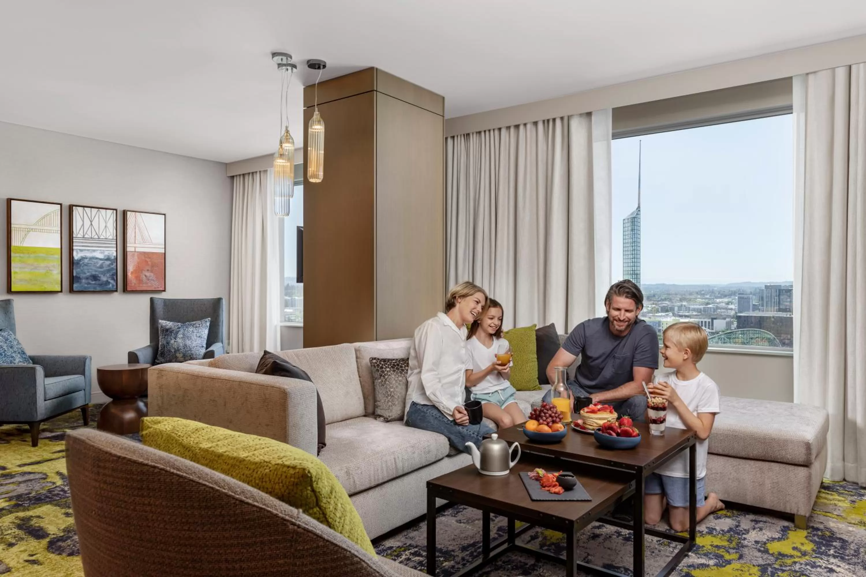 Seating area in Hyatt Regency Portland at the Oregon Convention Center