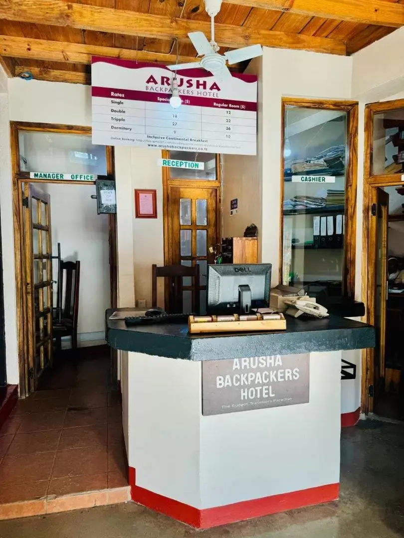 Lobby/Reception in Arusha Backpackers Hotel