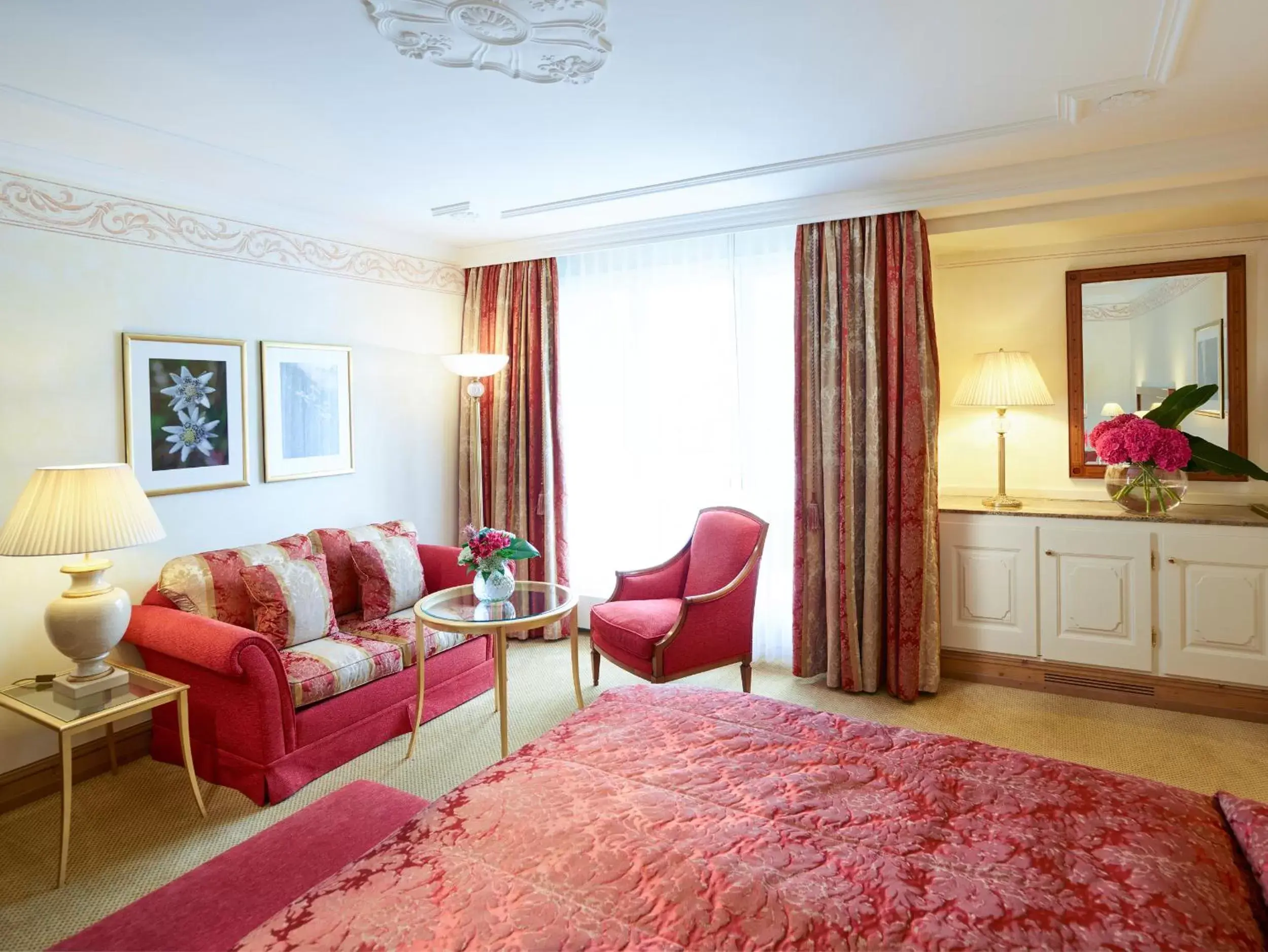 Bedroom, Seating Area in Kulm Hotel St. Moritz