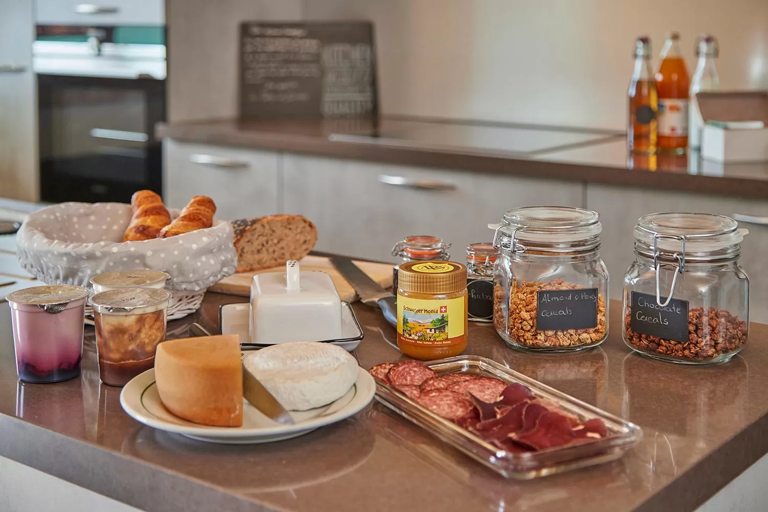 Buffet breakfast in B&B La Forge de Diogne - luxury and cosy alpine lodge