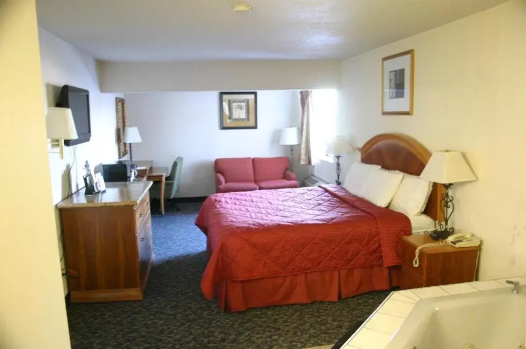 Bed in American Inn and Suites Ionia