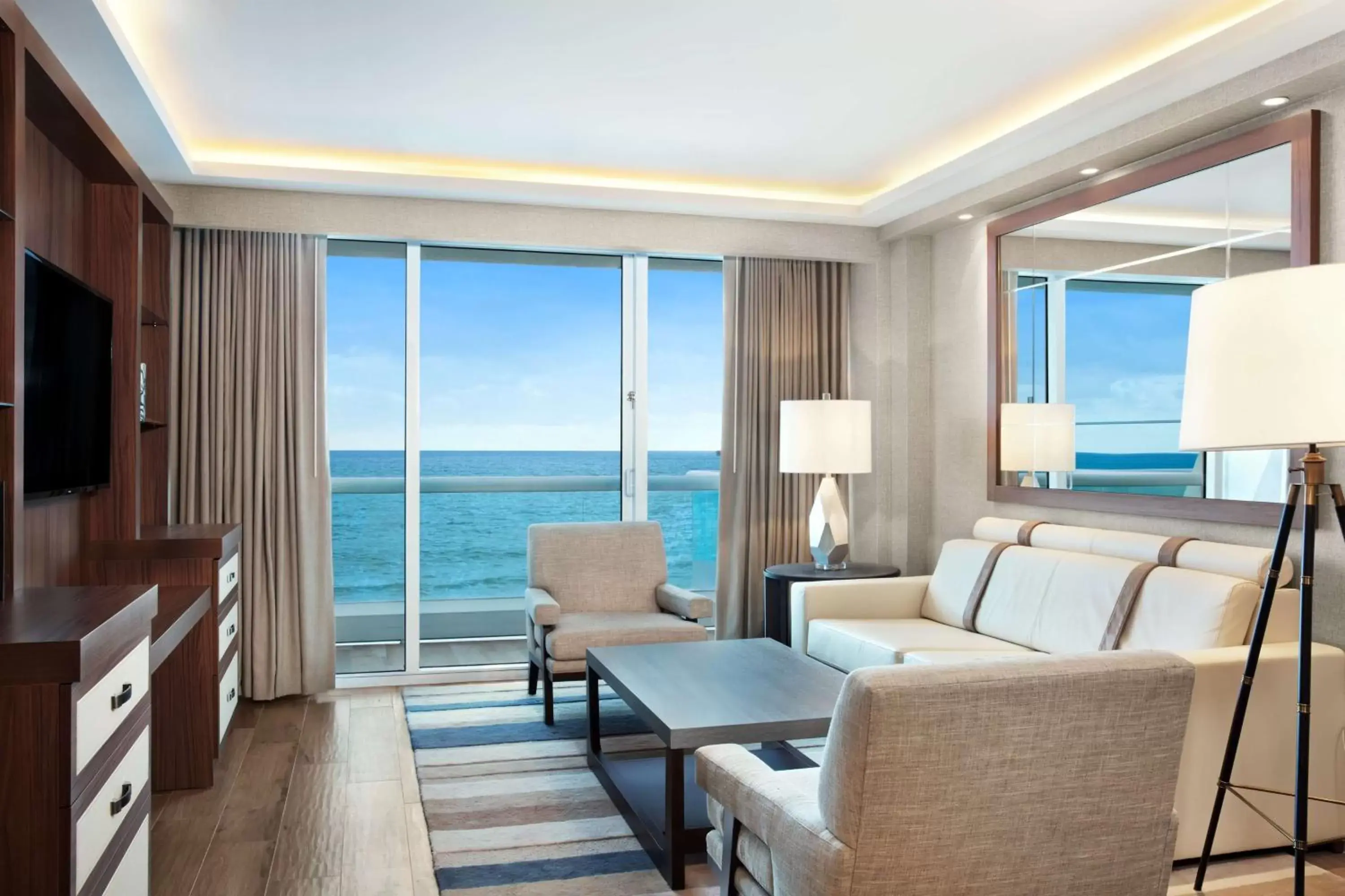 Living room, Sea View in Conrad Fort Lauderdale Beach