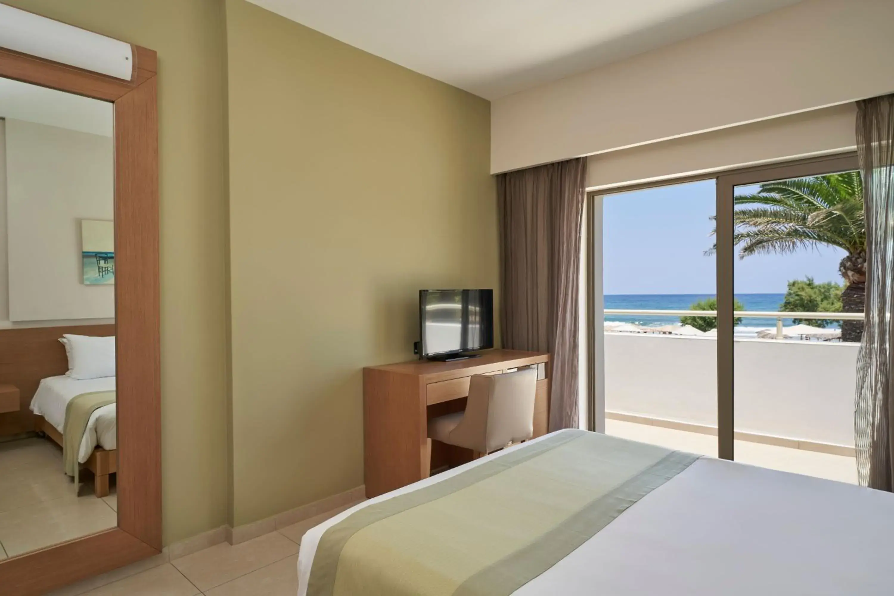 Bedroom, Bed in Atlantica Amalthia Beach Hotel - Adults Only