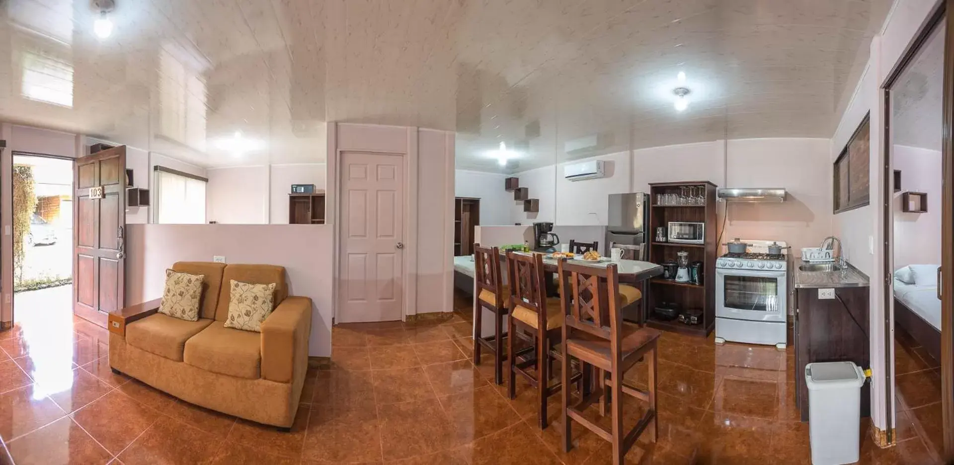 Kitchen or kitchenette in Cabañas del Rio