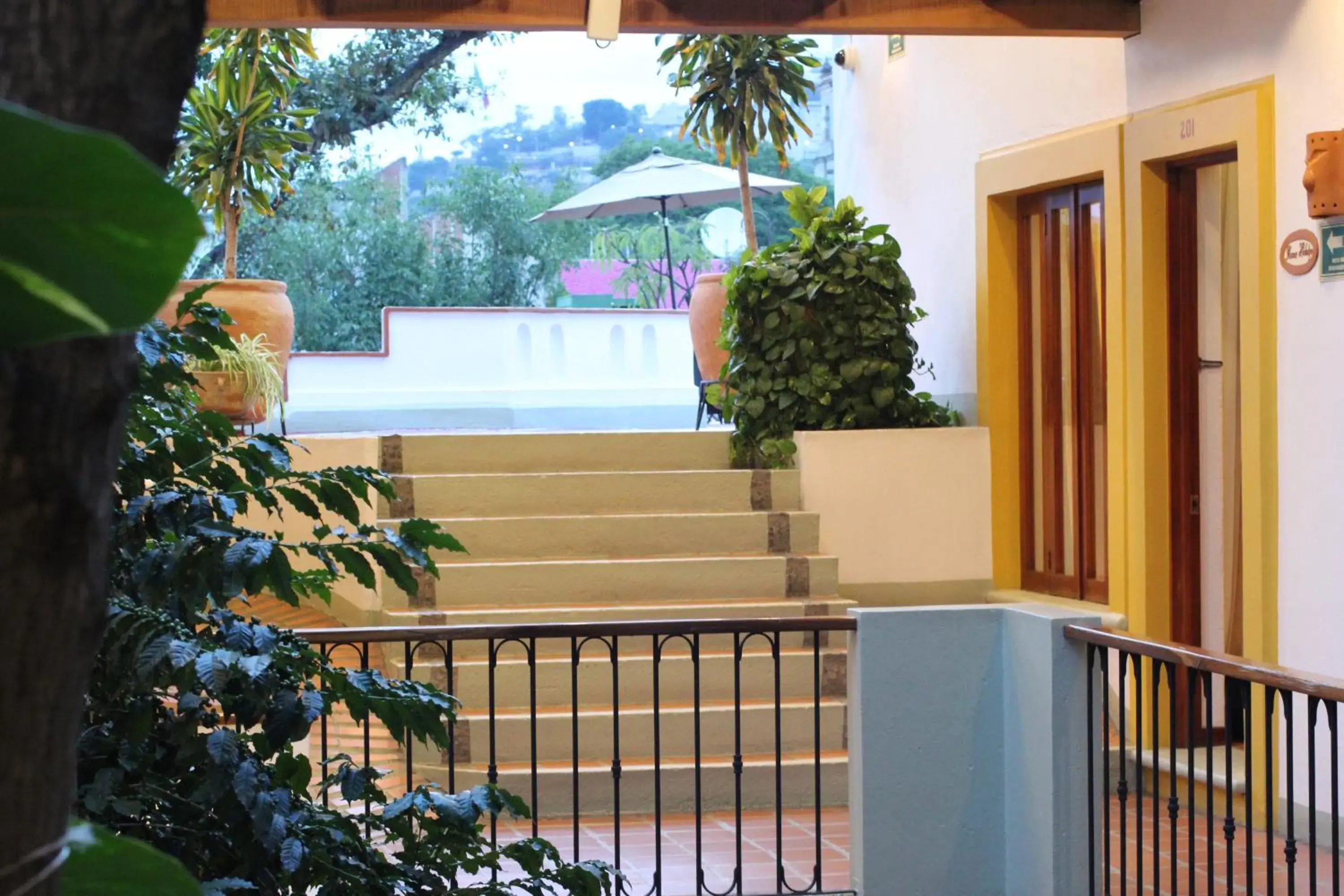 Balcony/Terrace, Pool View in Hotel Casa Vertiz