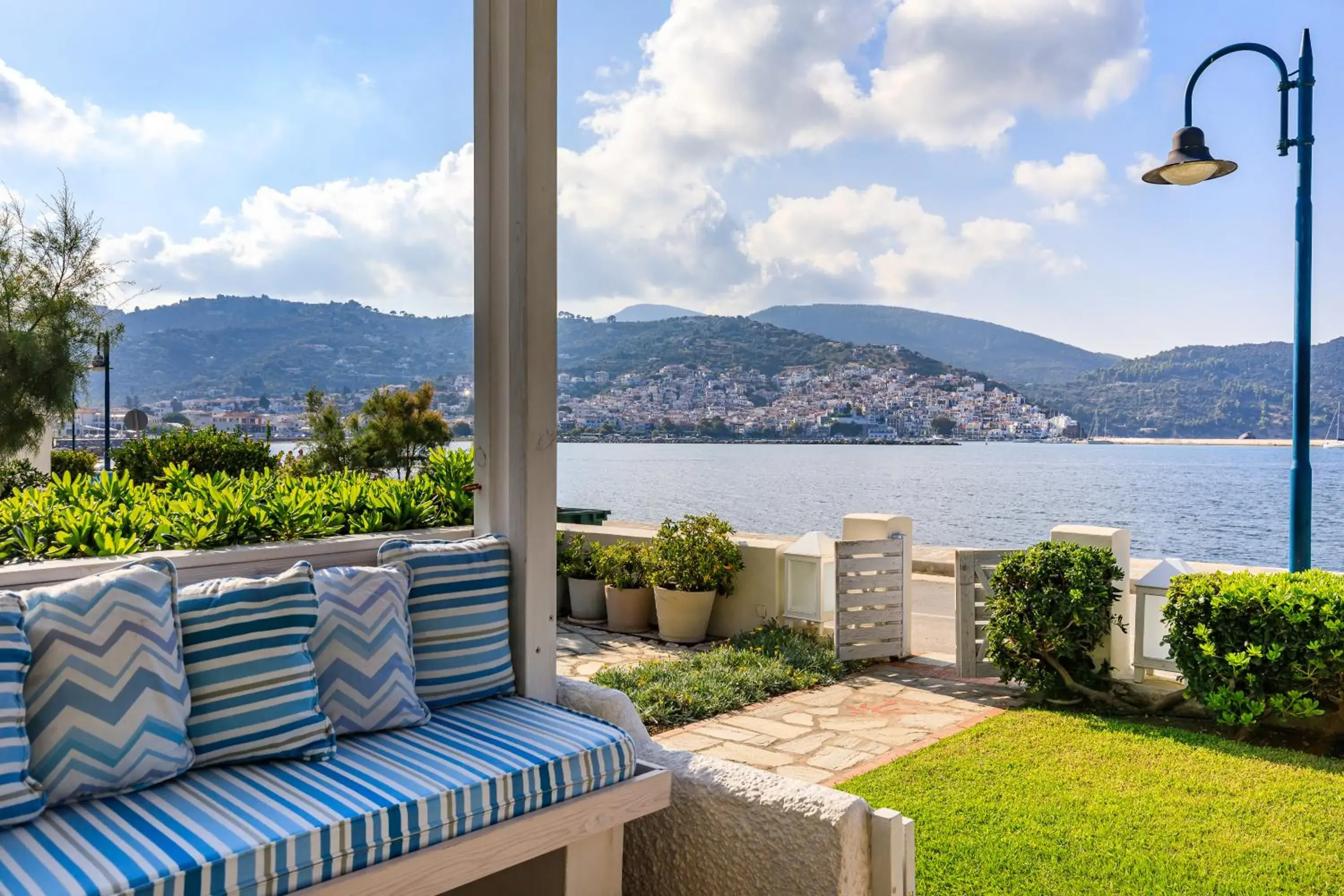 Balcony/Terrace, Mountain View in Skopelos Village Hotel