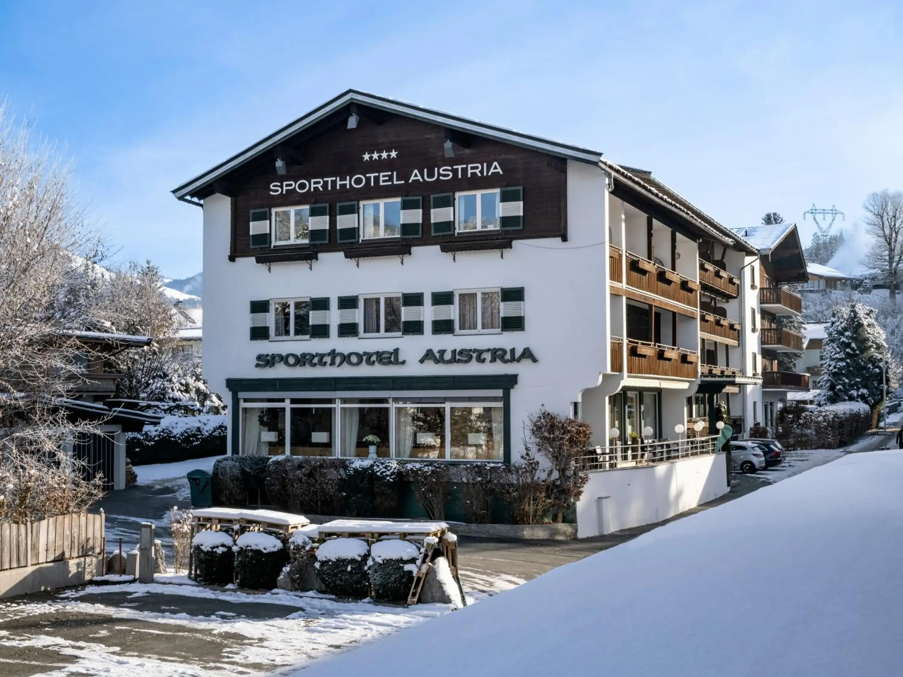 Property building, Winter in Sporthotel Austria