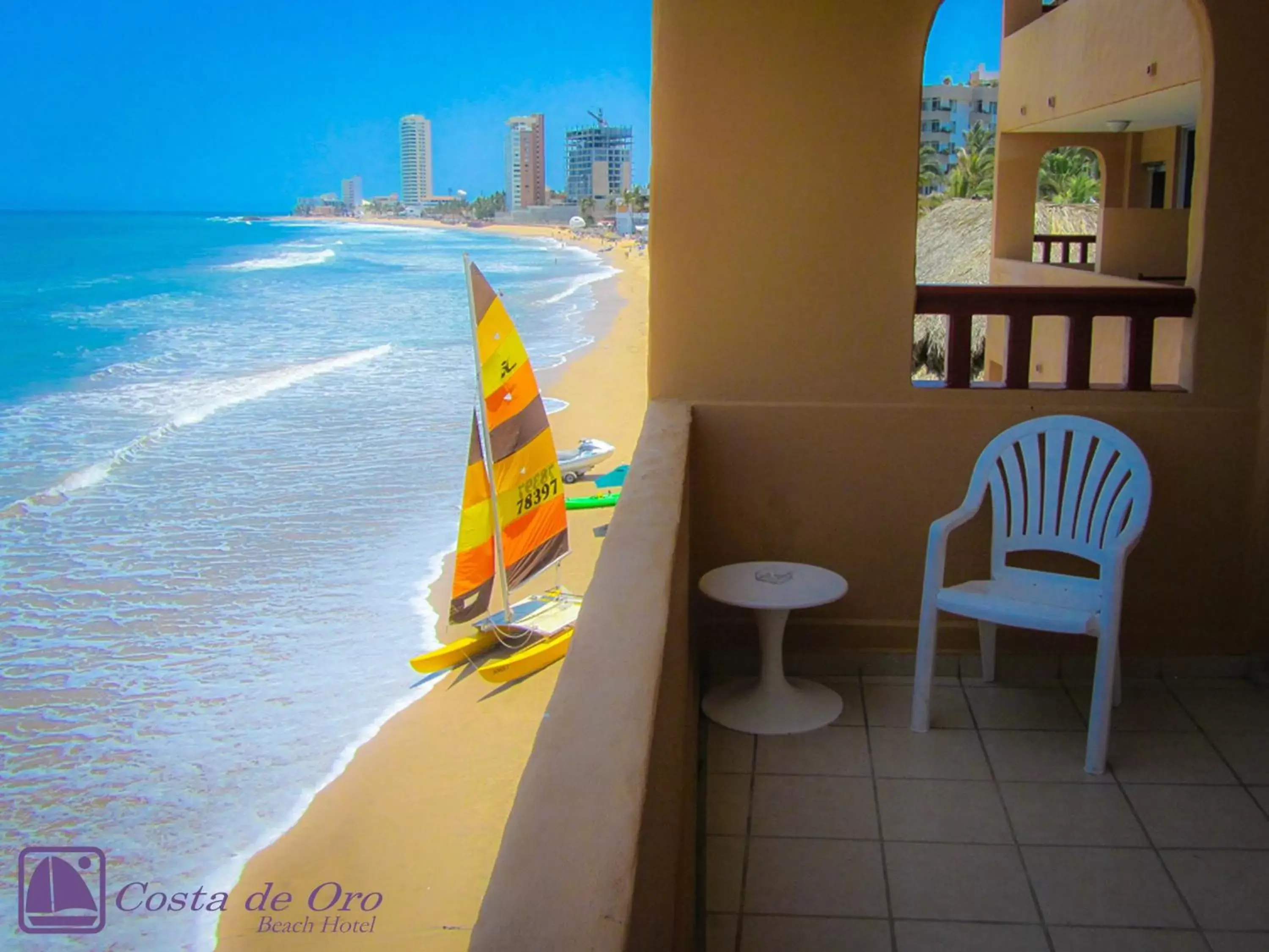 Beach, Balcony/Terrace in Costa de Oro Beach Hotel