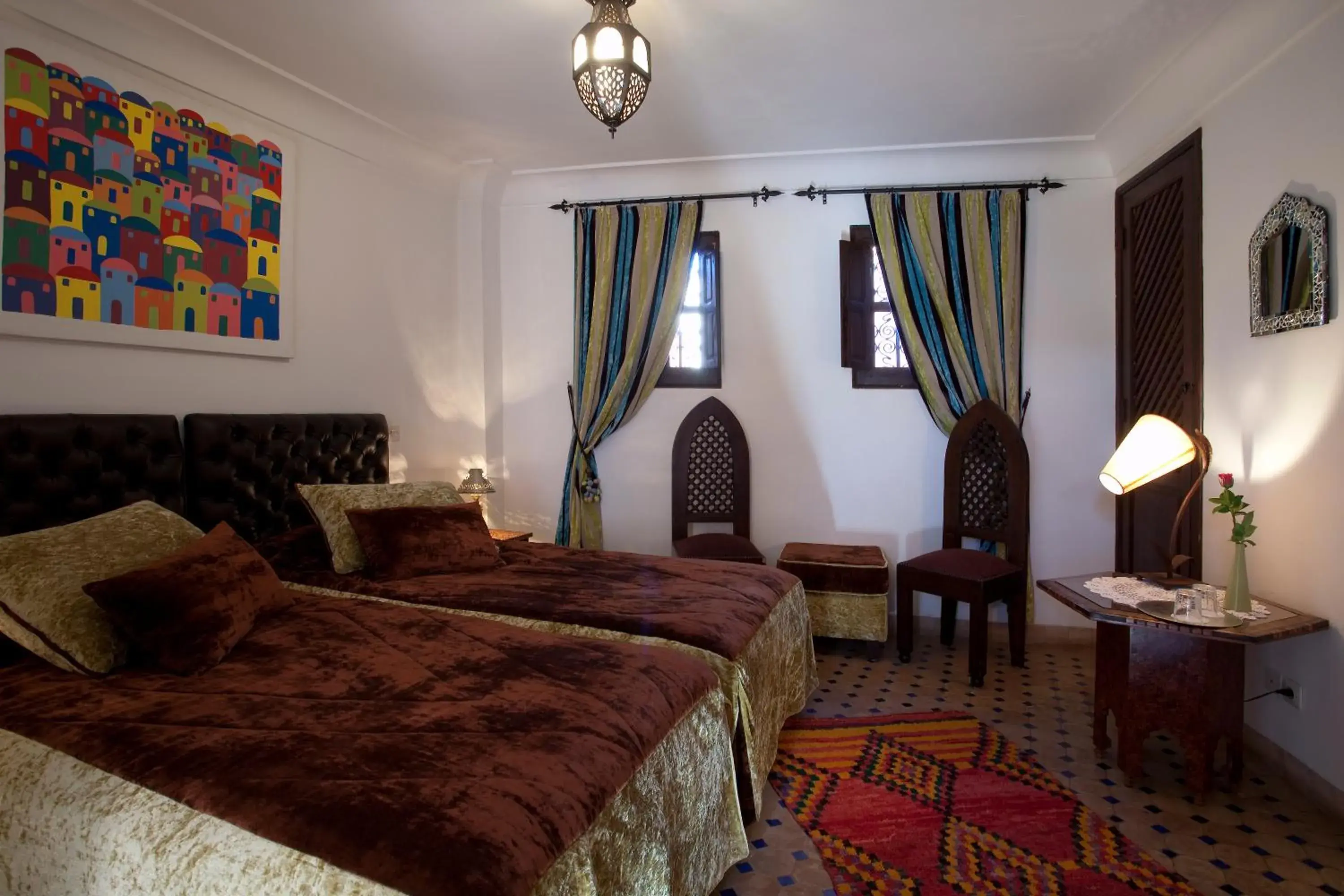 Decorative detail, Bed in Riad Aubrac