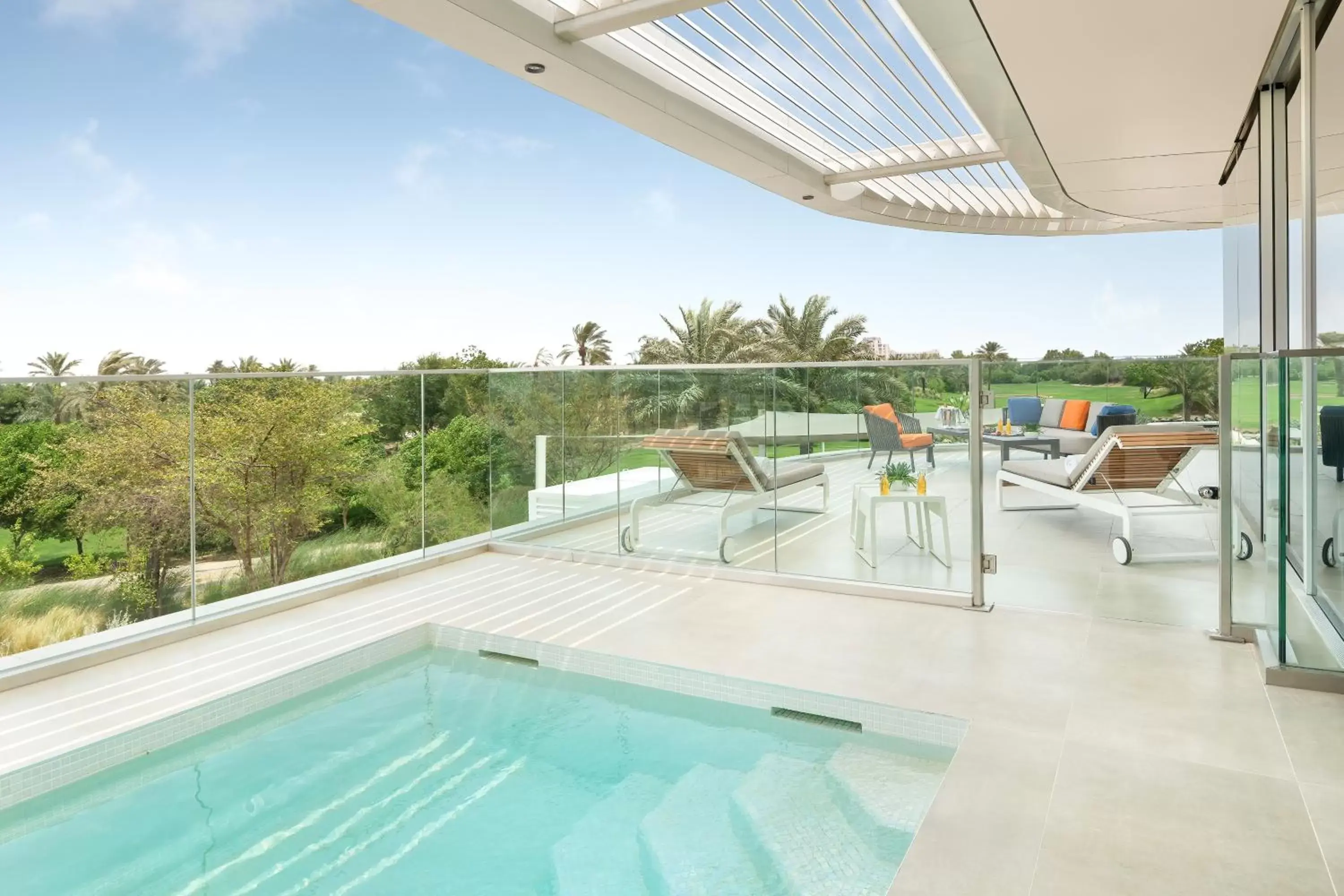 Balcony/Terrace, Swimming Pool in JA Lake View Hotel (JA The Resort)